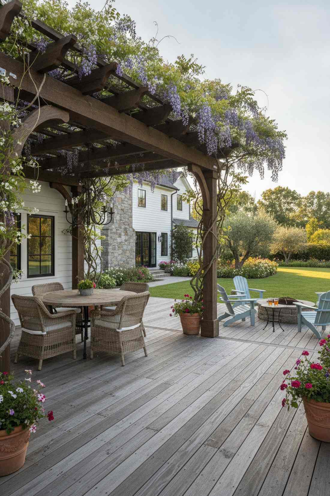 partial pergola with open sections