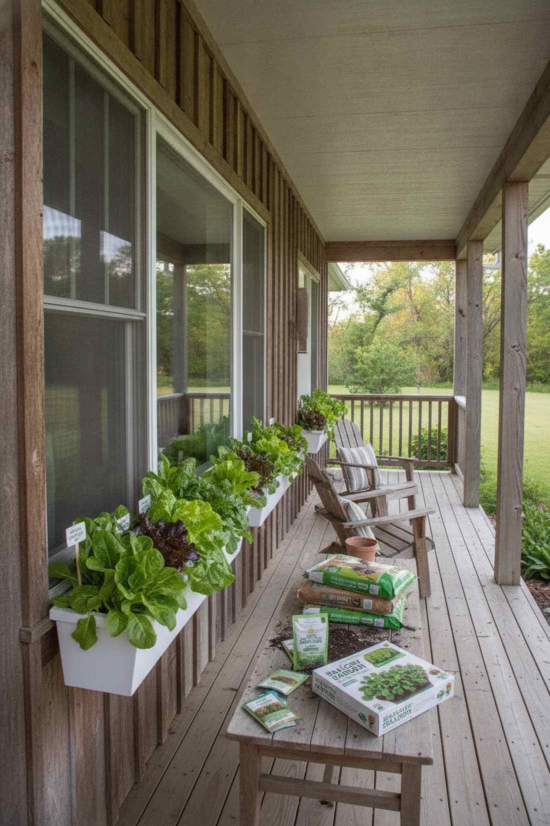 salad greens window boxes
