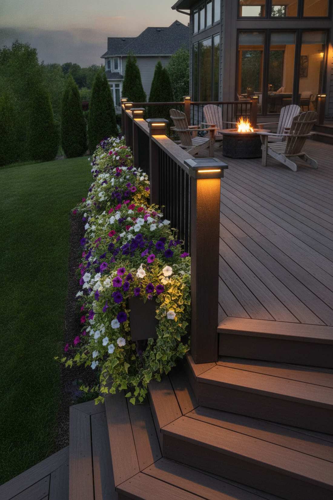 solar deck post caps with planters