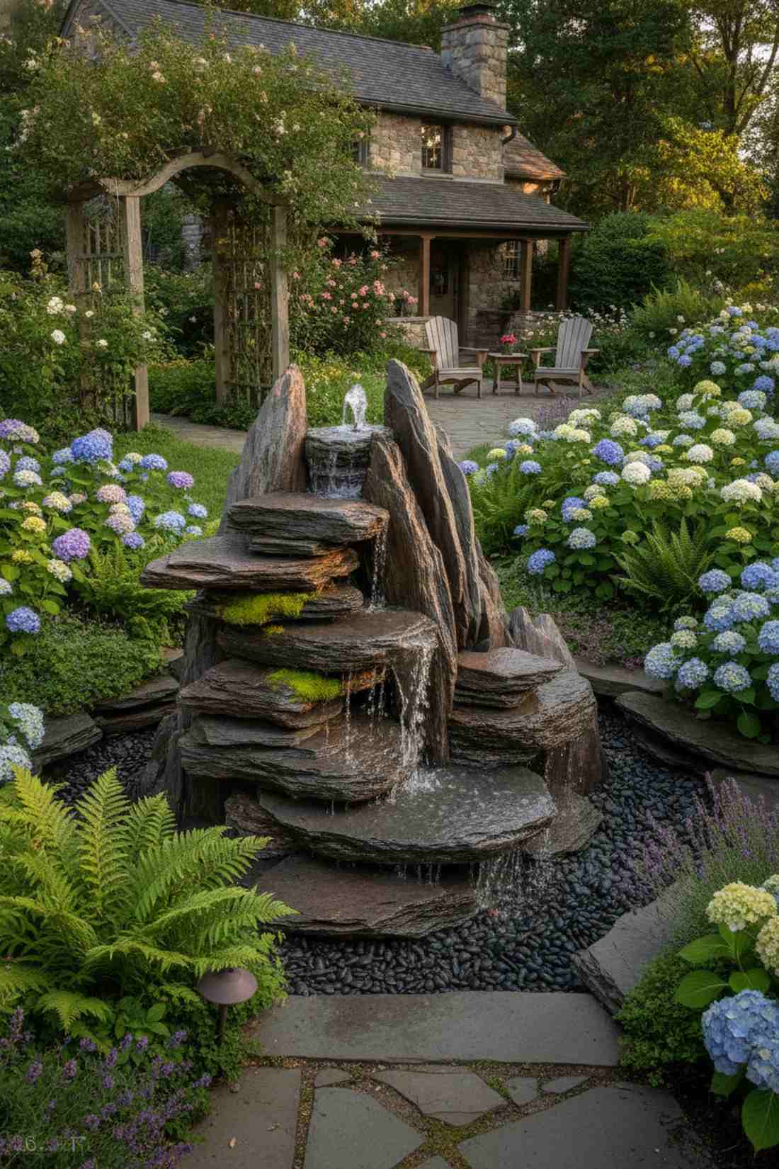 stacked stone fountain