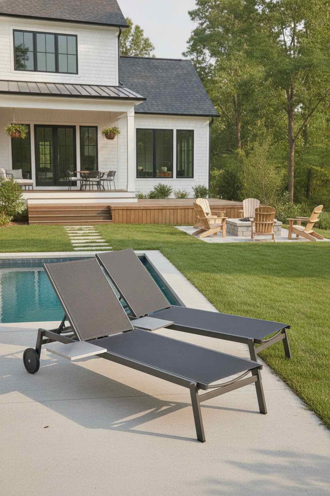 stacking lounge chairs with side tables