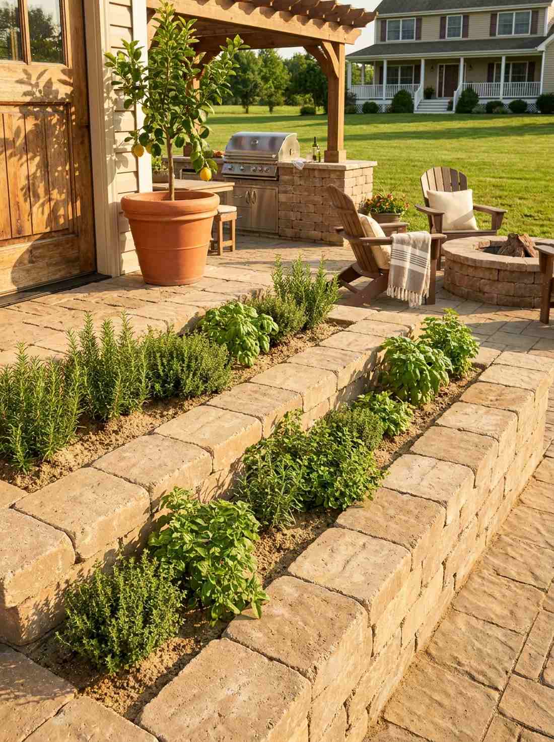 stepped herb garden walls