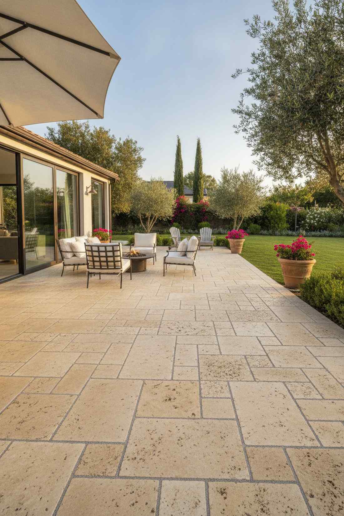 travertine paver deck