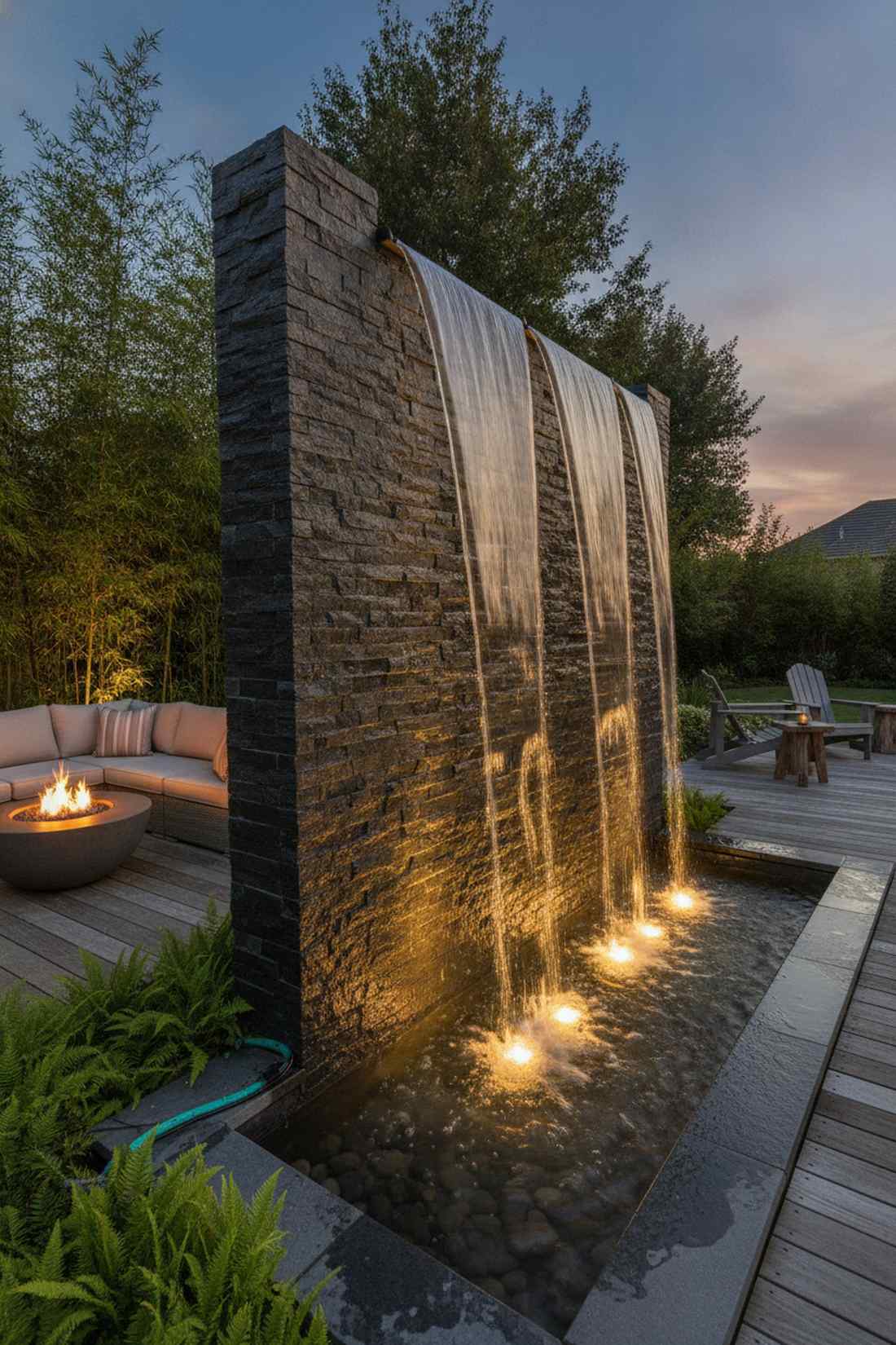 water feature wall illumination