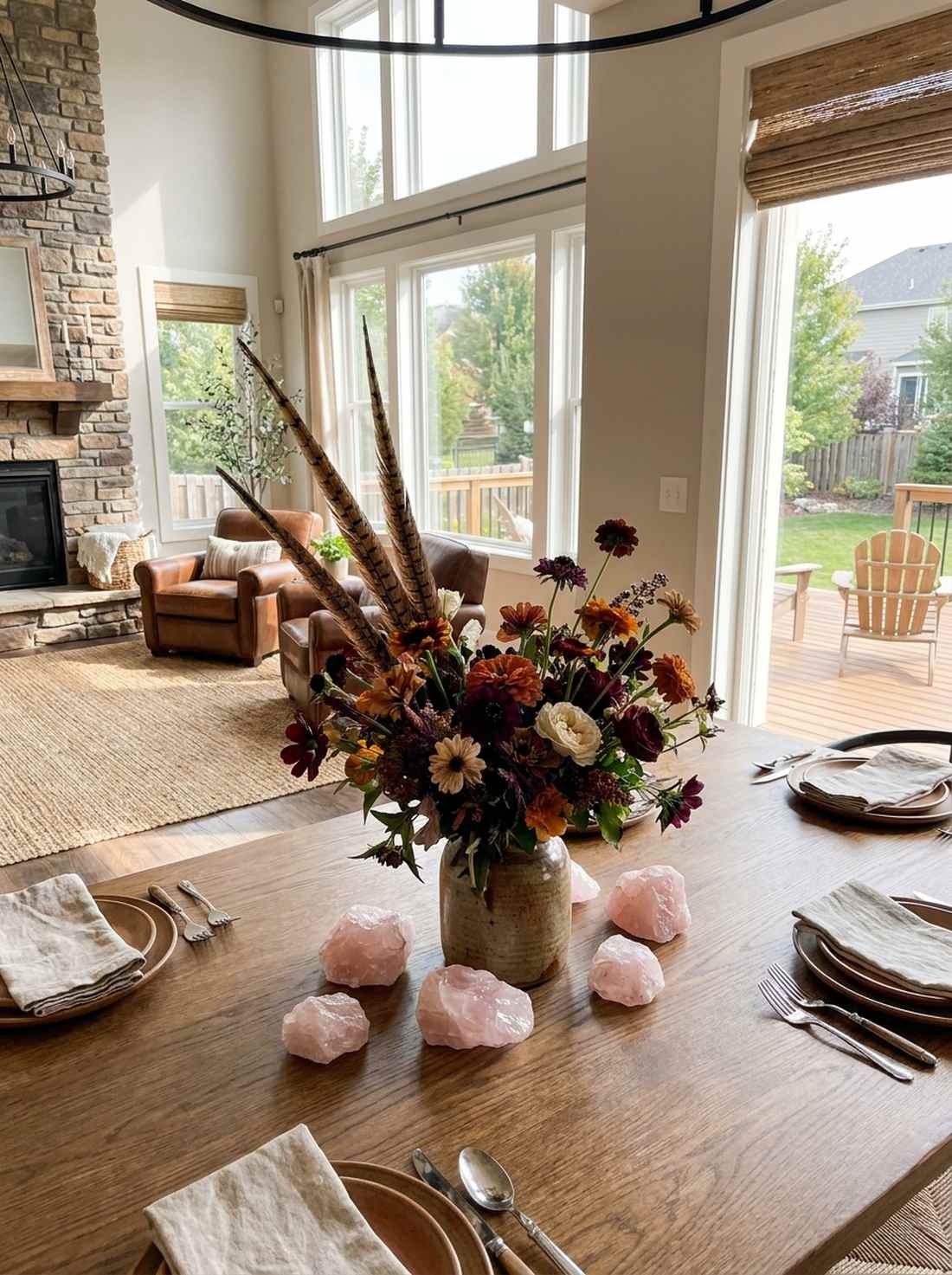 wildflower and feather arrangements