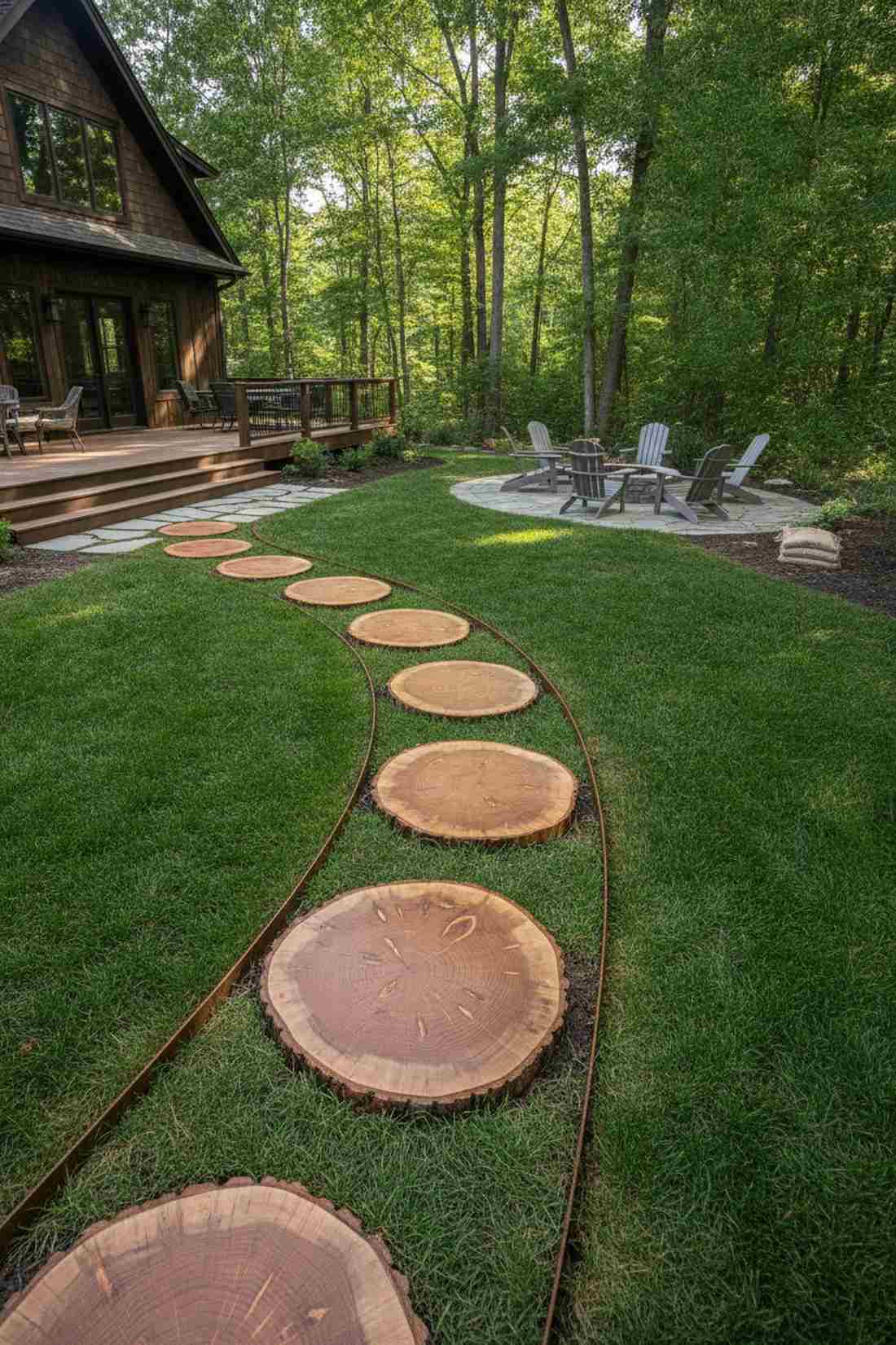 wood rounds with steel edging