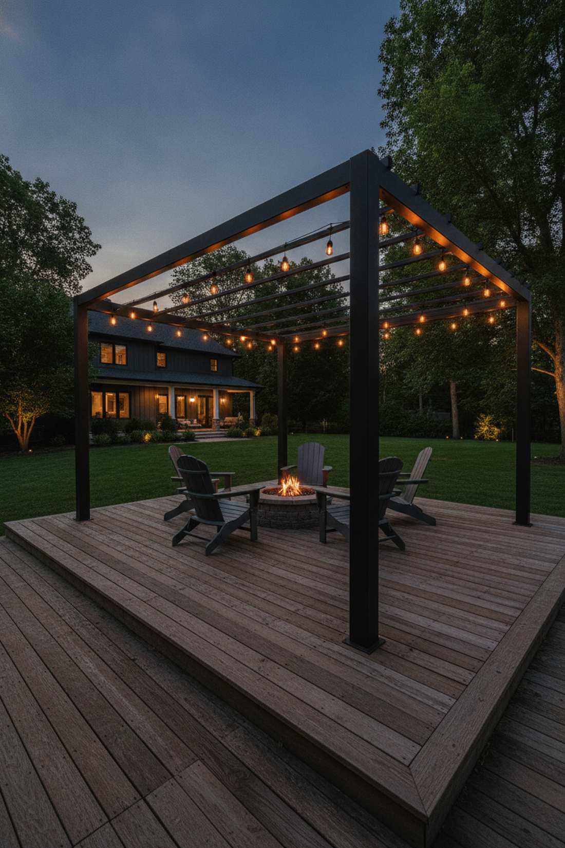 black steel contemporary pergola