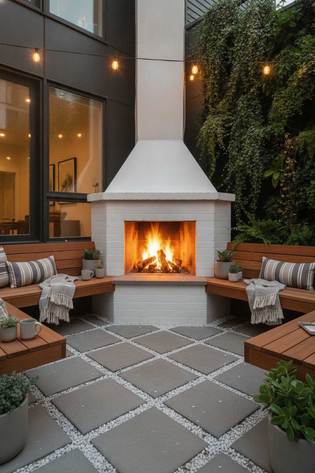 corner fireplace for small patio