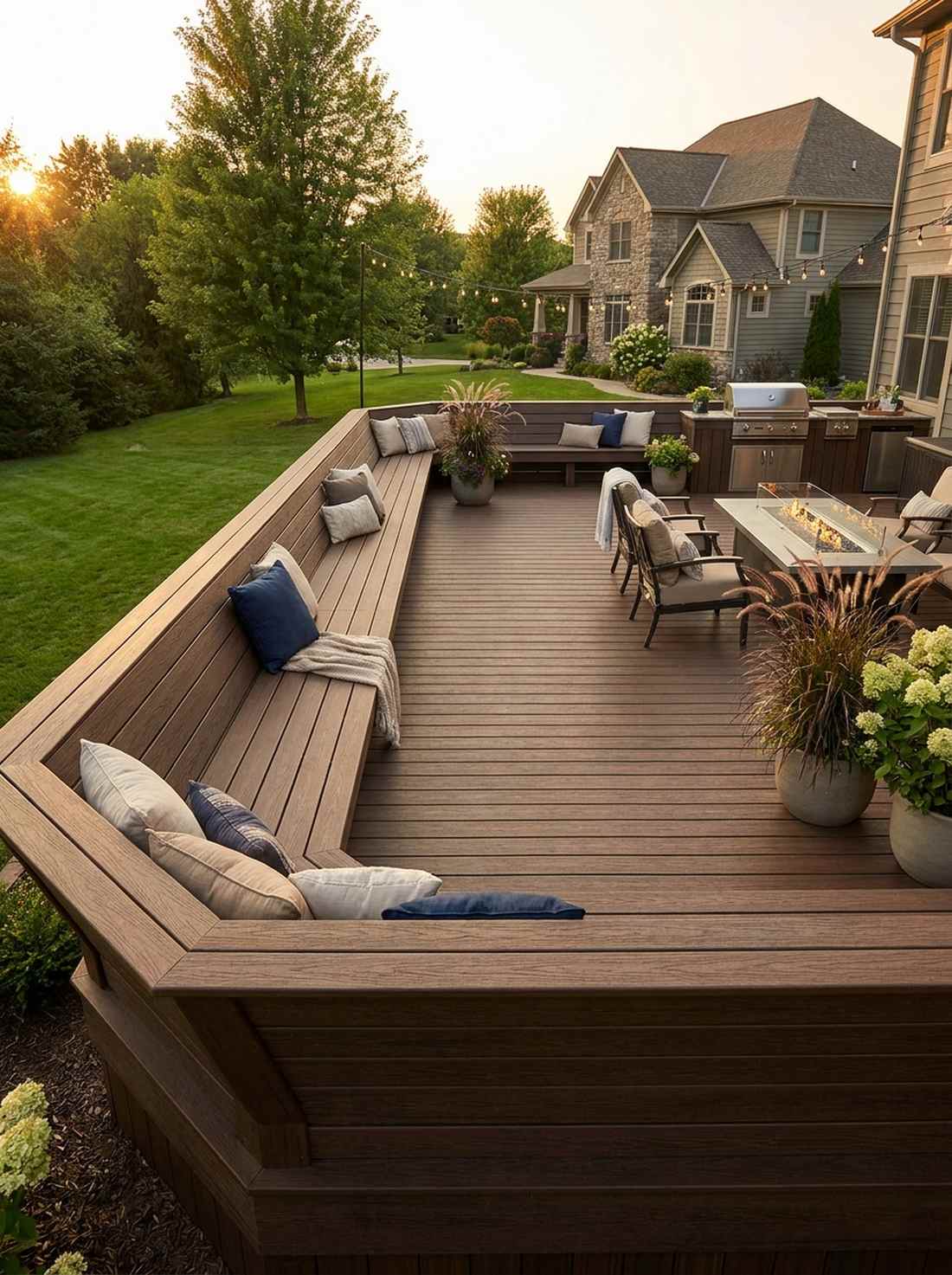 deck integrated perimeter bench