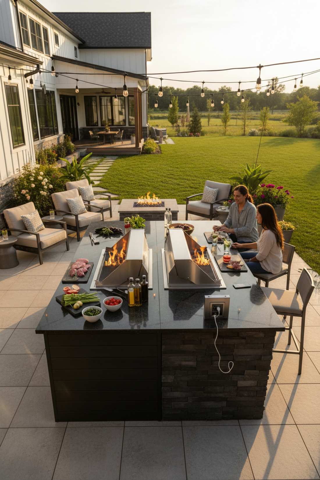 double sided grill and bar