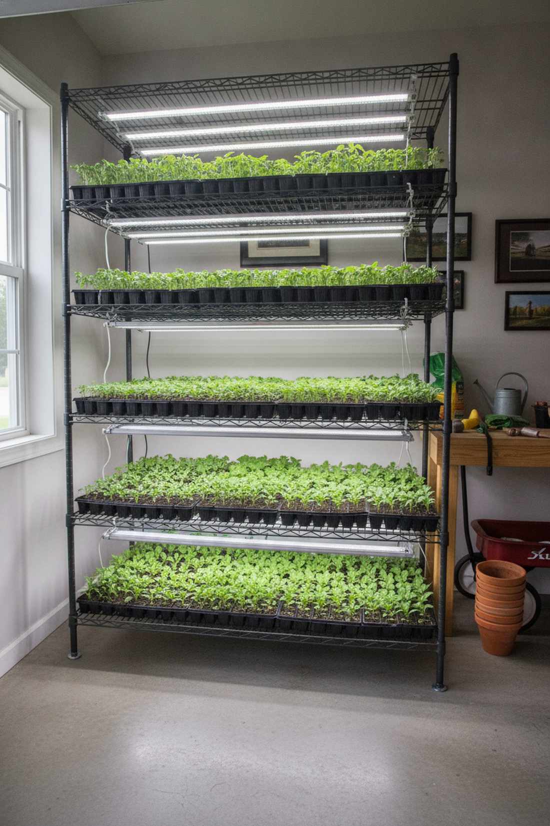 five shelf heavy duty seed starting tower