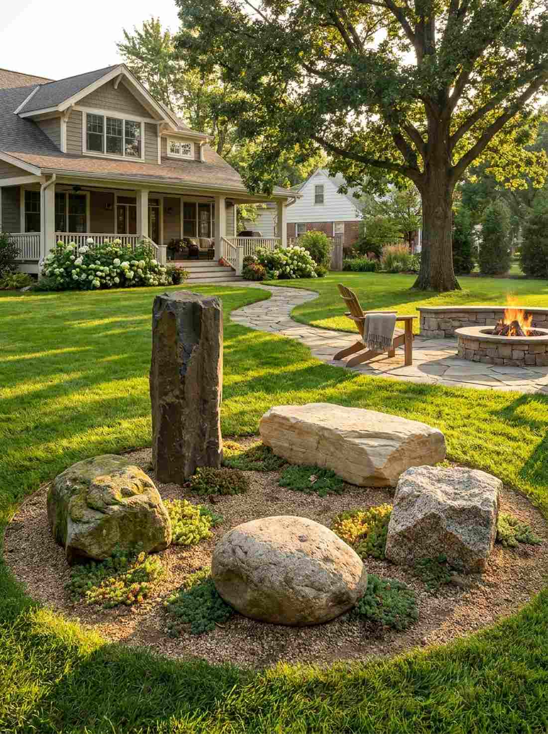 five stone garden arrangement