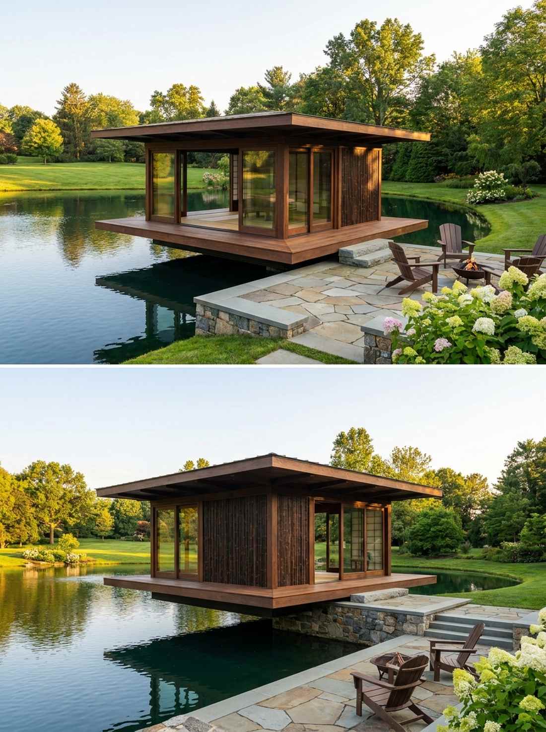 floating tea house over water
