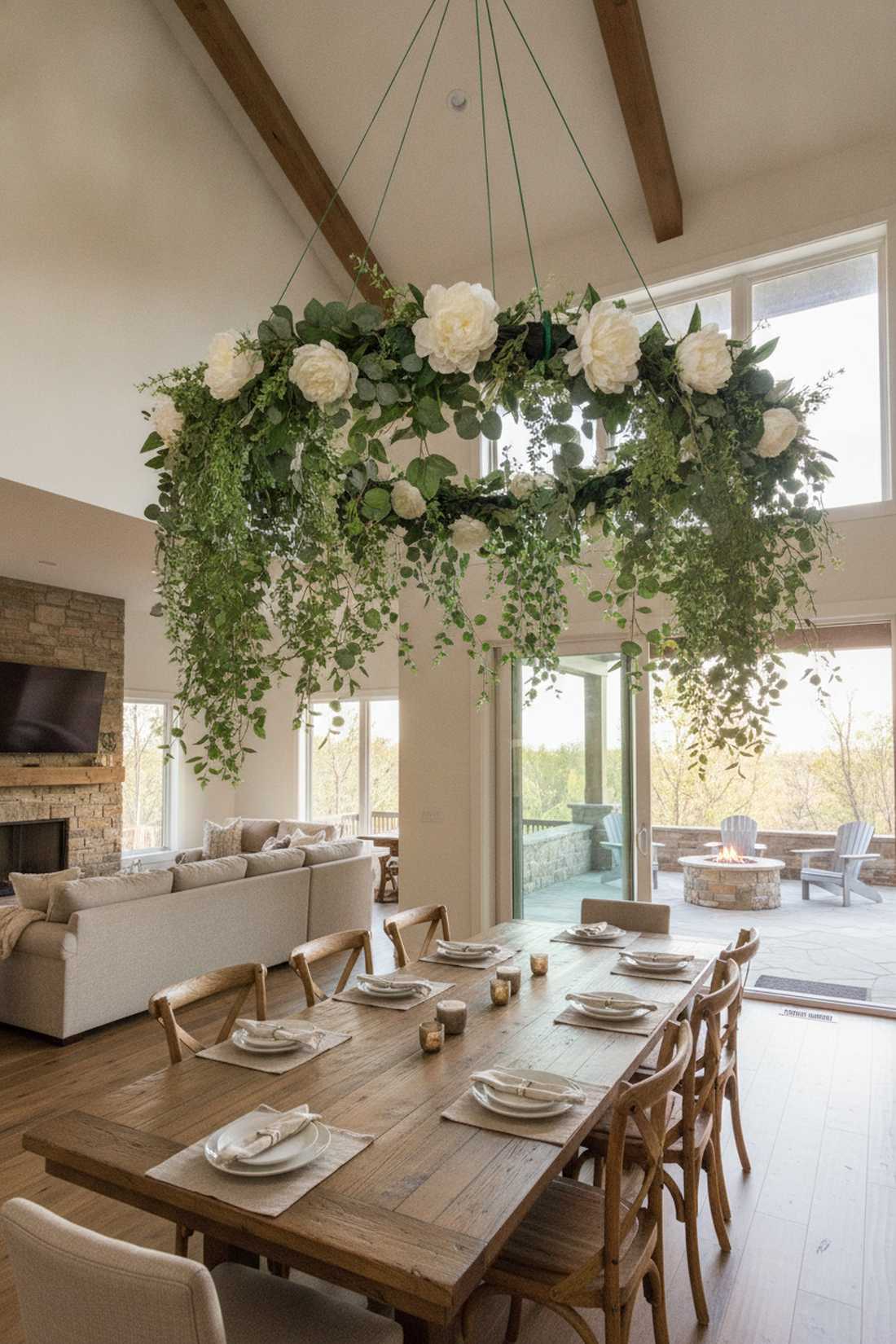 floral chandelier installations
