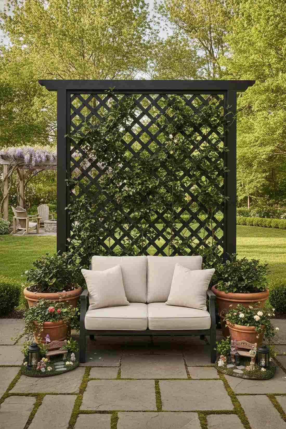 lattice panels with climbing vines