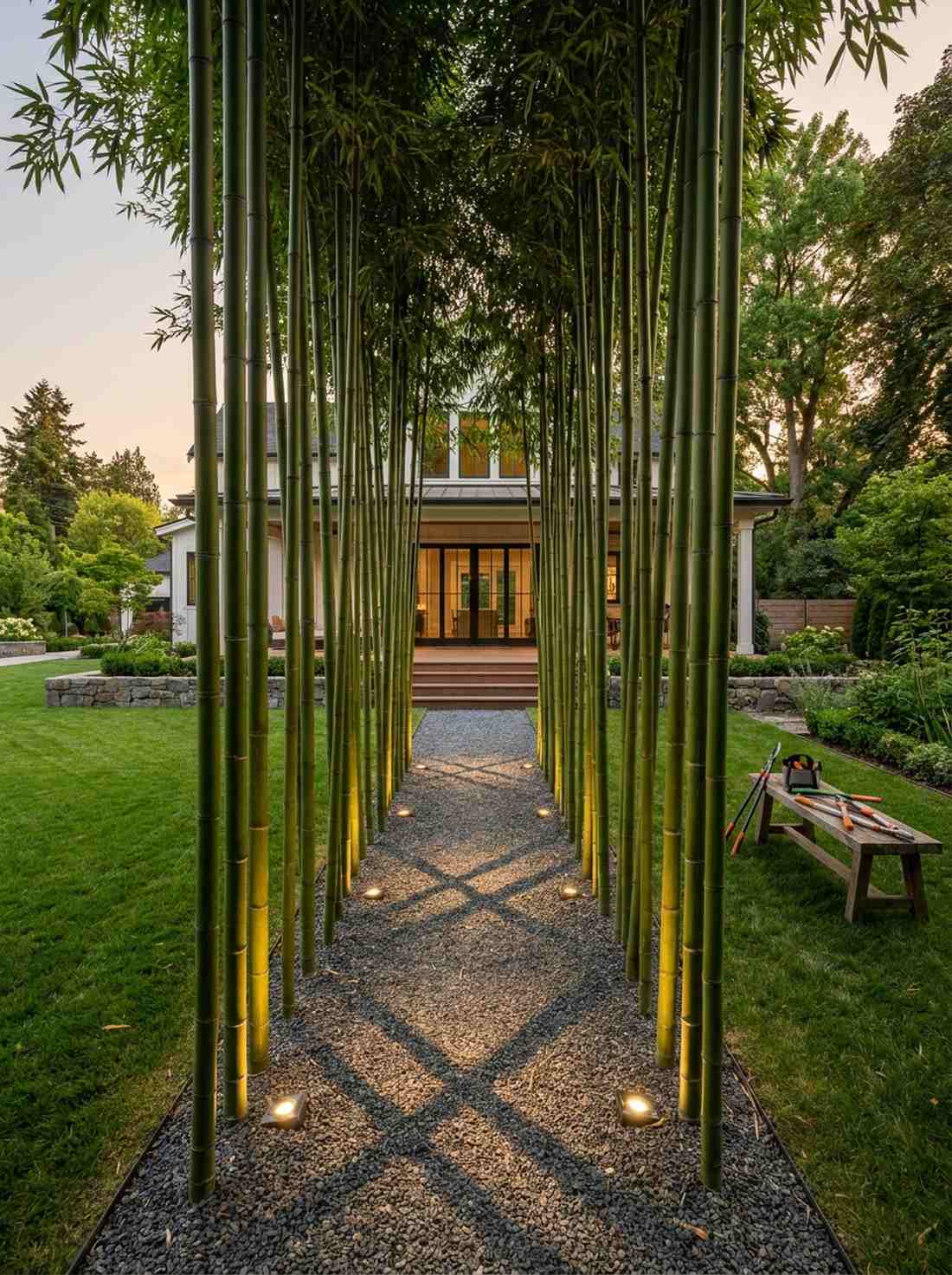 linear bamboo groves