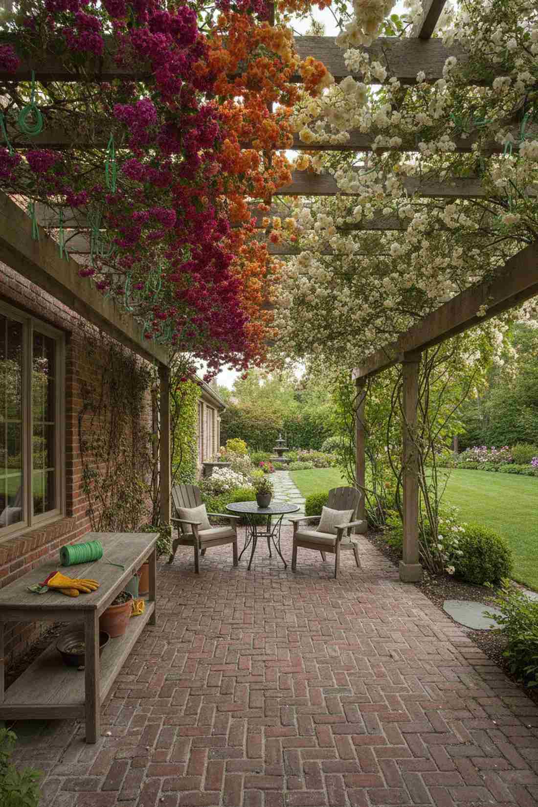 mixed color pergola display