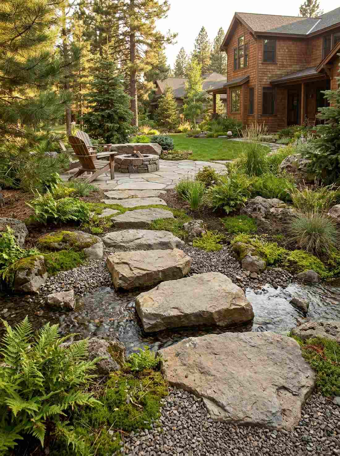 natural boulder stepping path
