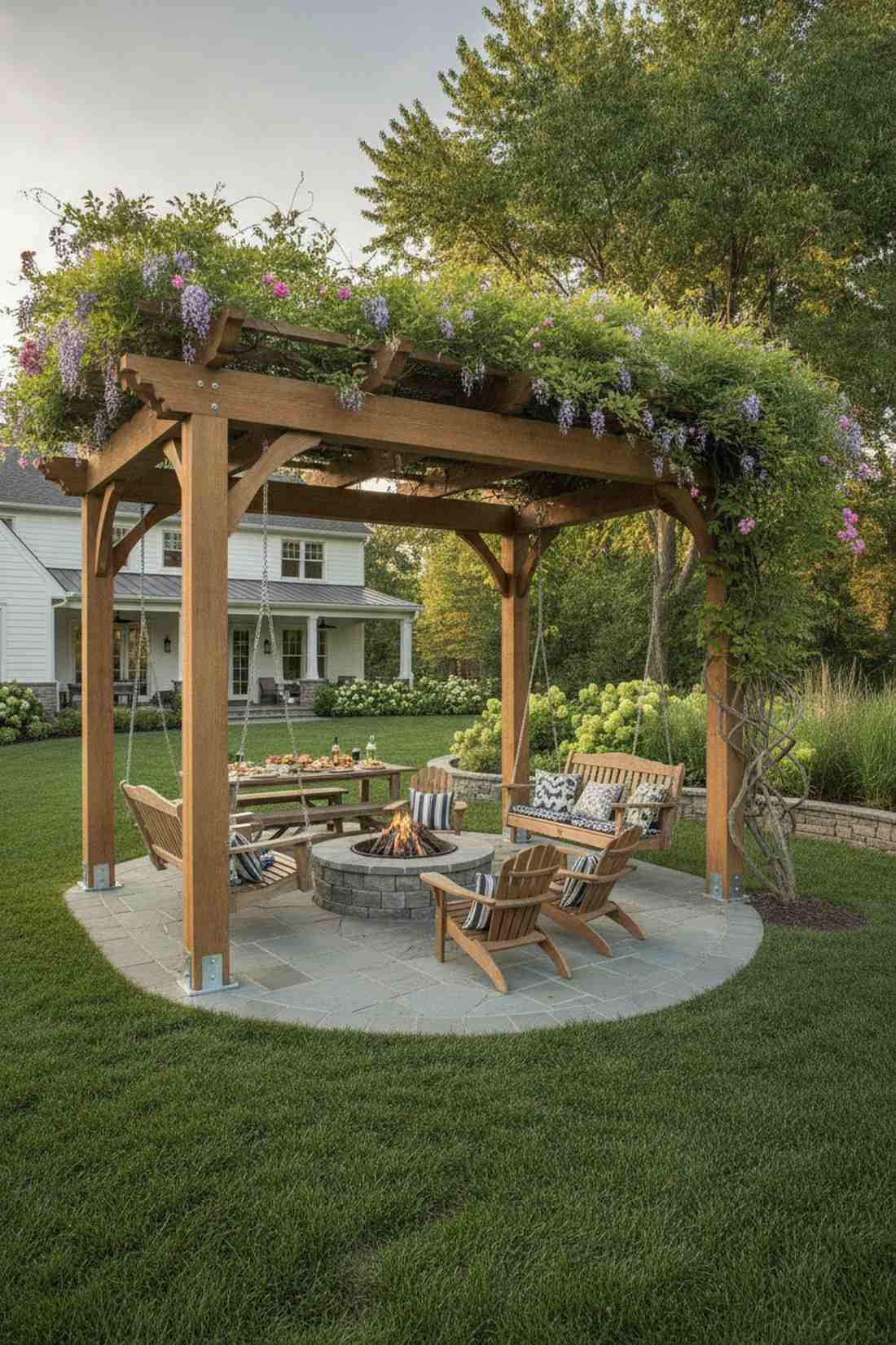 pergola integrated swing set