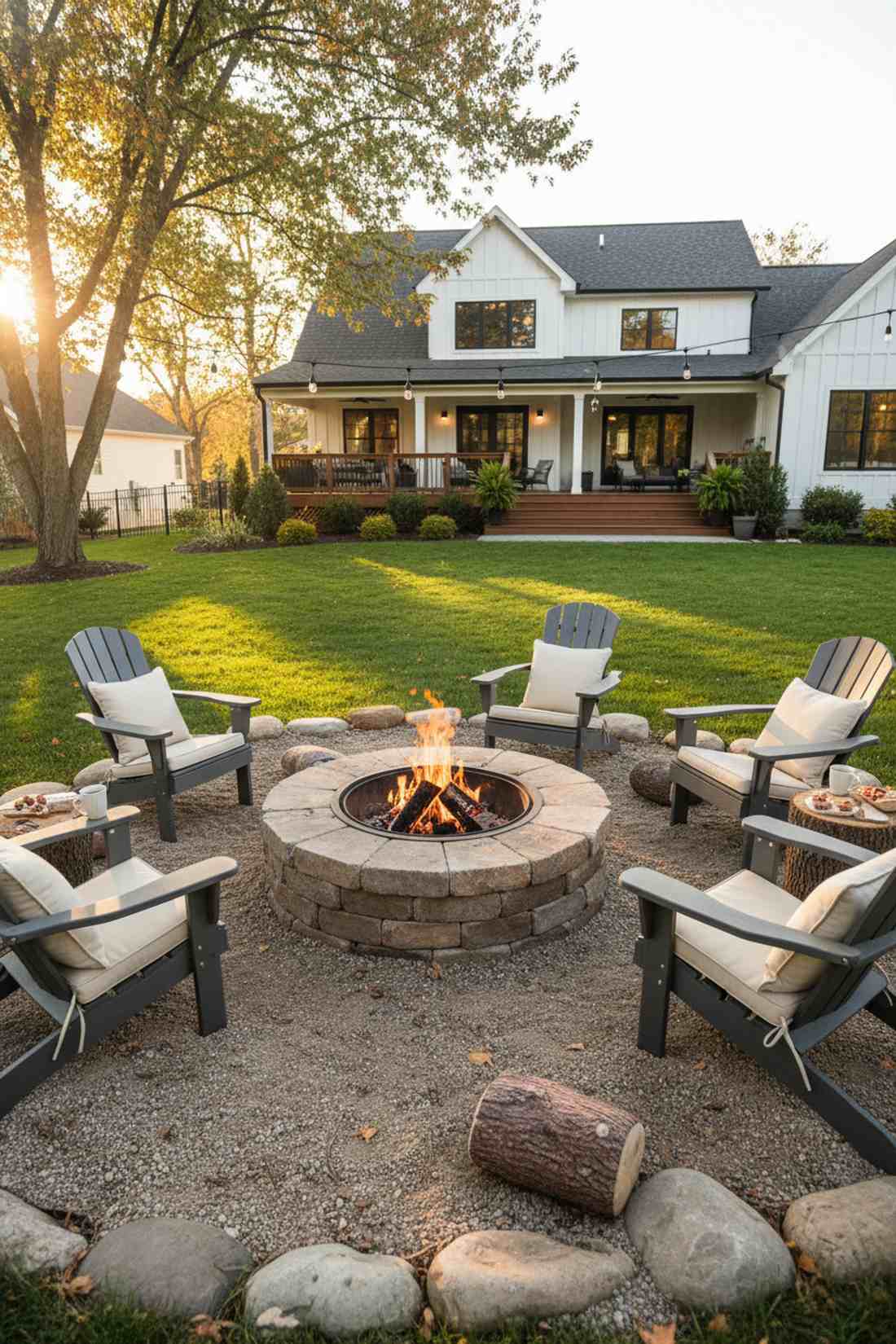 round stone fire pit