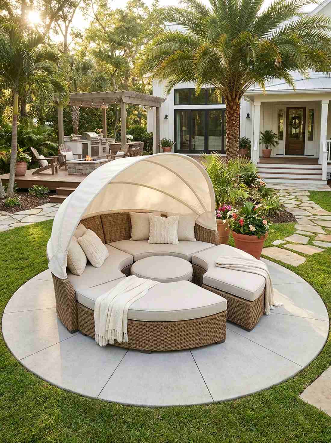 round wicker daybed