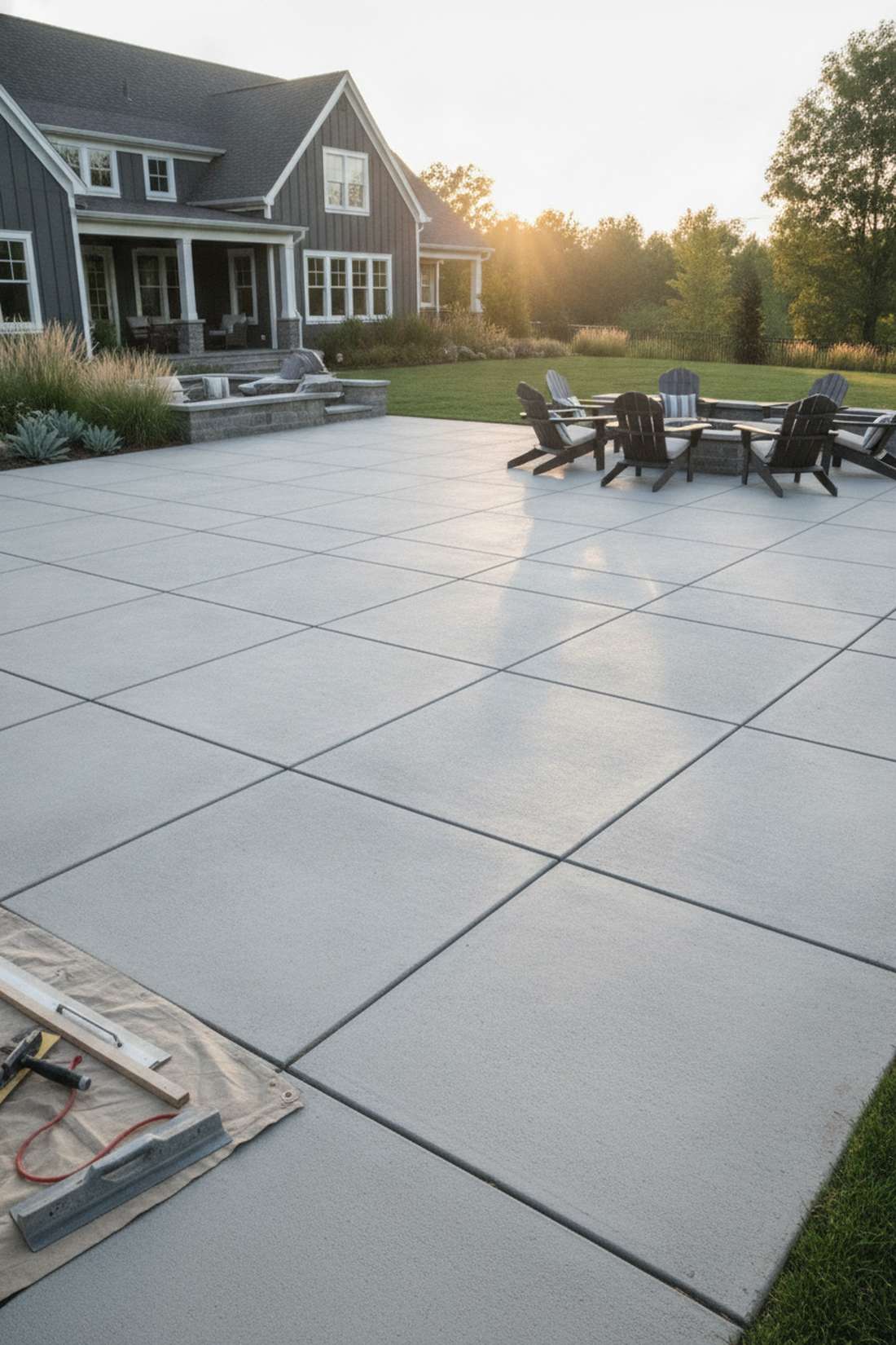 scored concrete rectangles