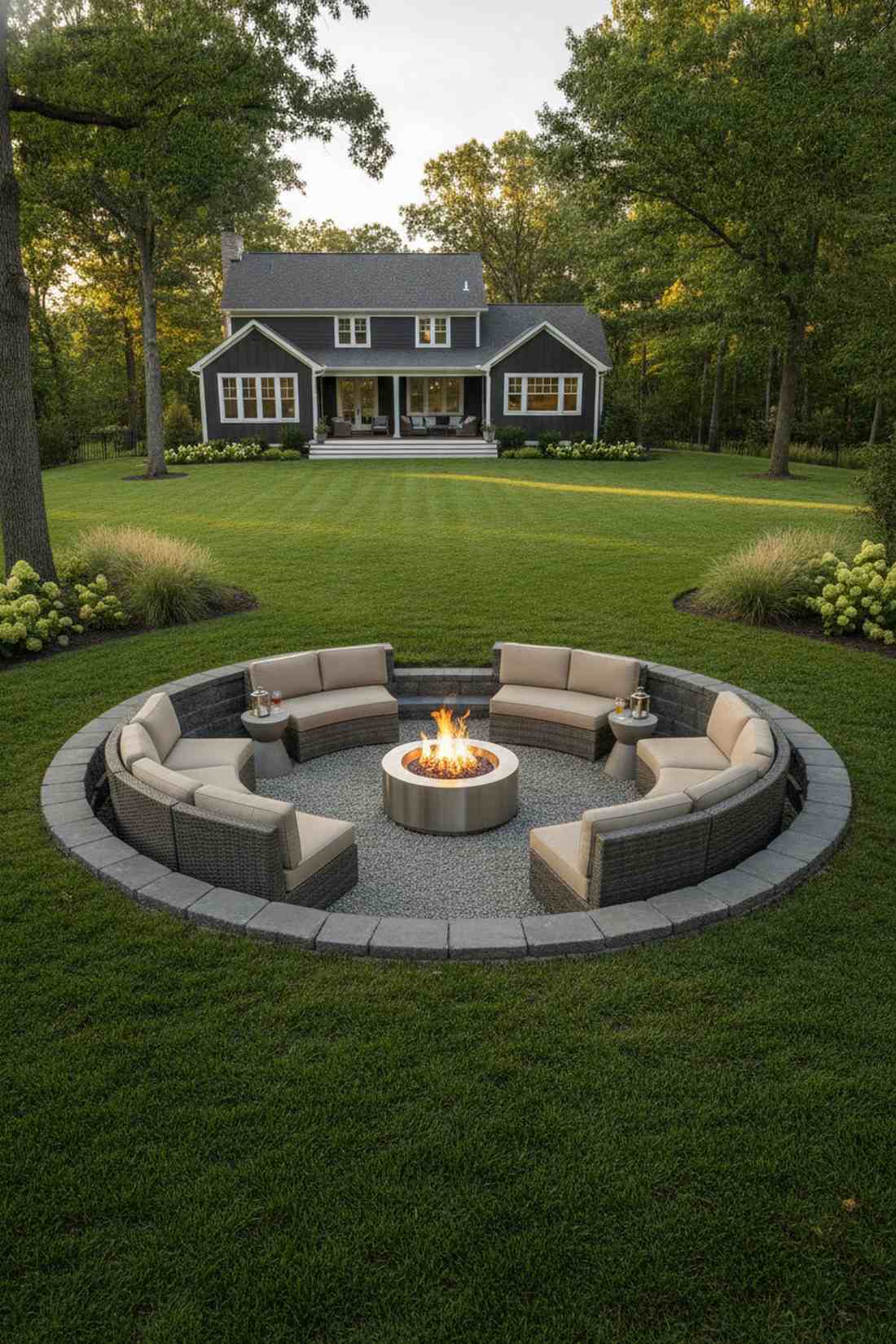 sunken fire pit lounges