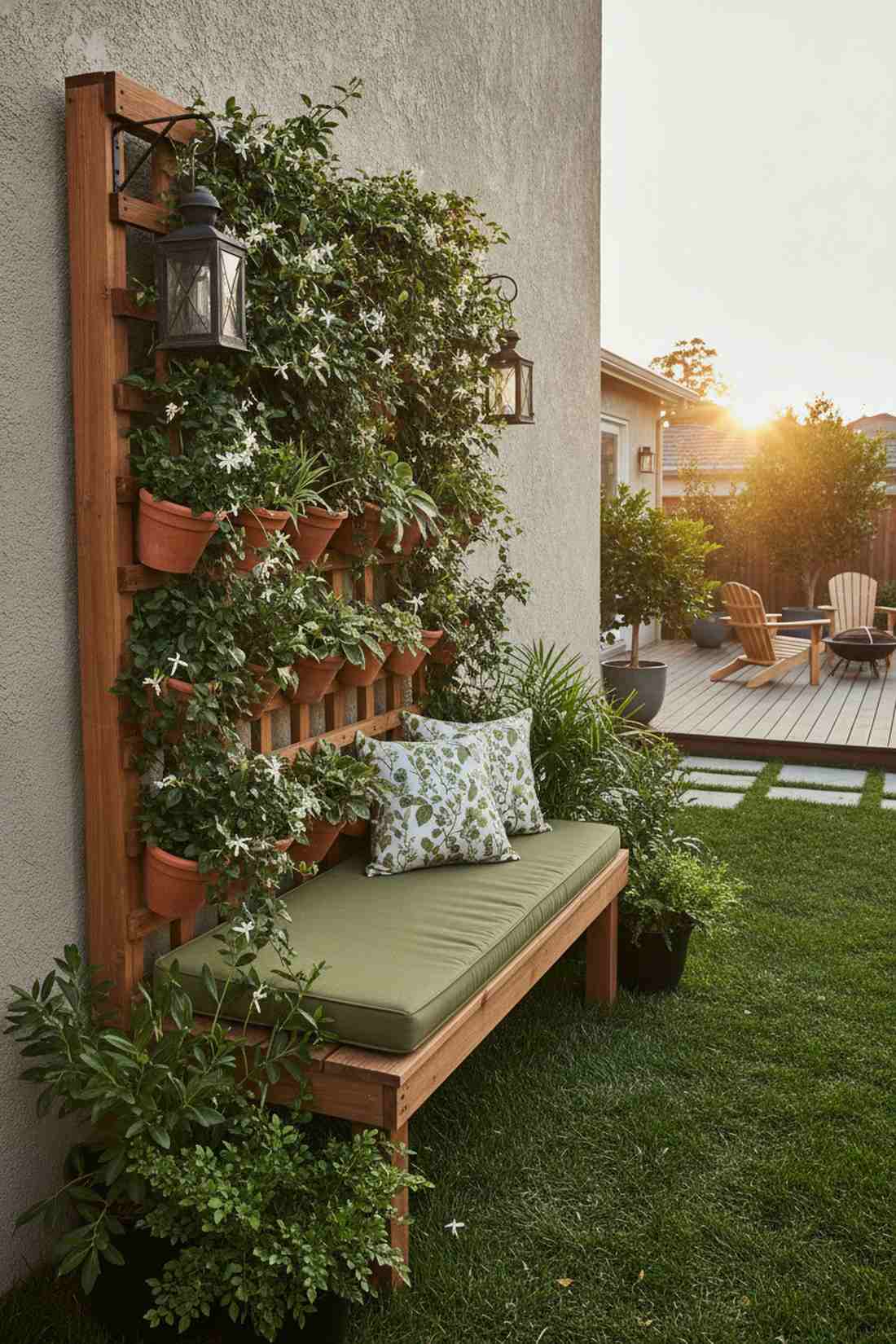 vertical garden bench combination