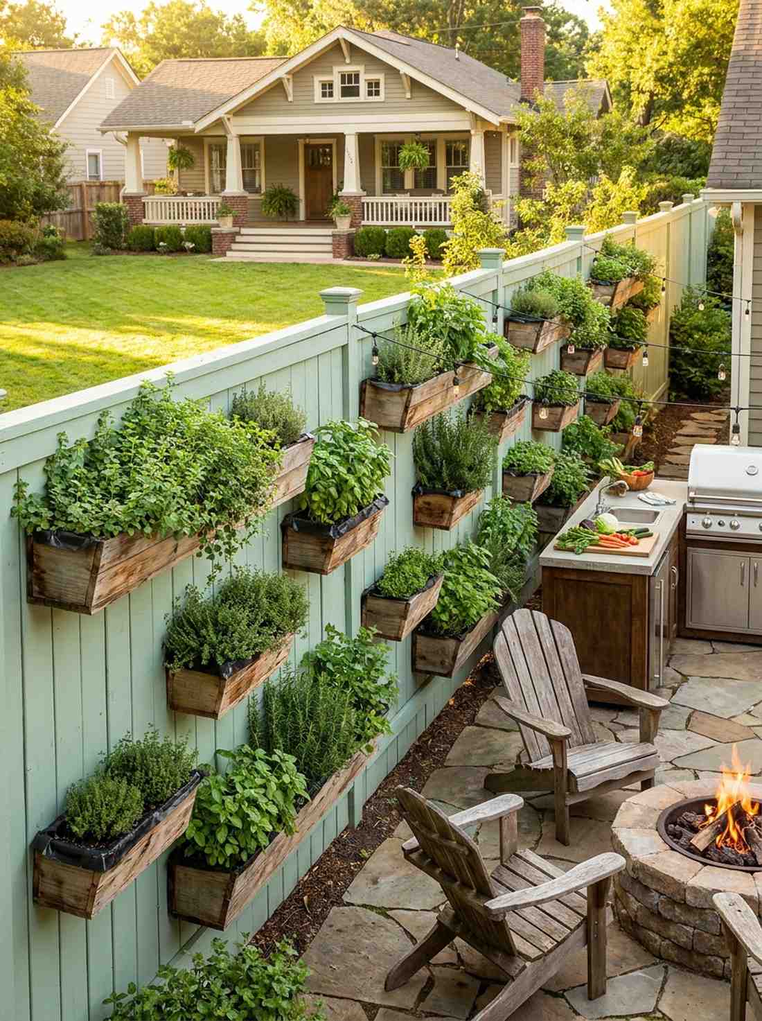 vertical herb garden fence