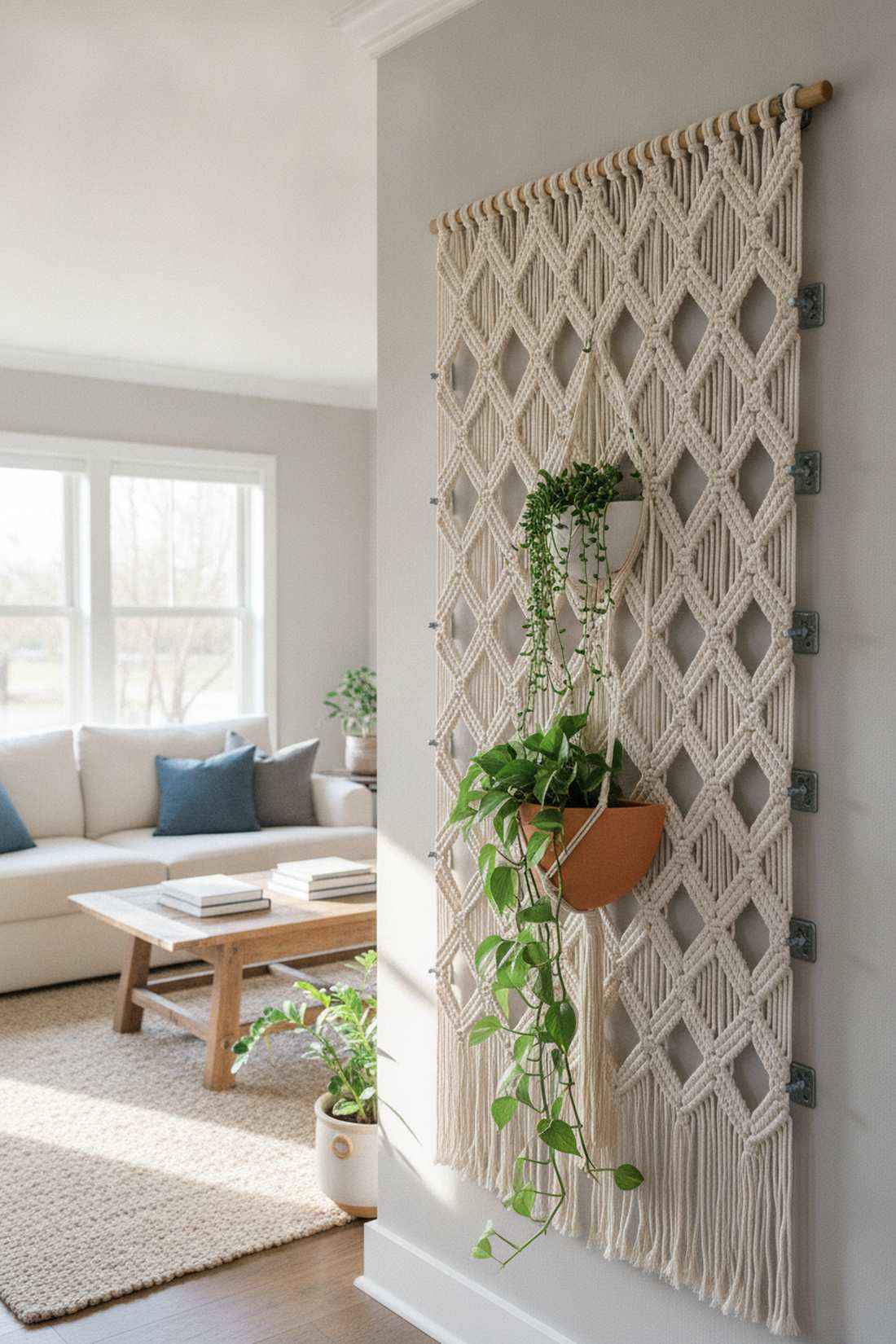 wall mounted macrame diamond