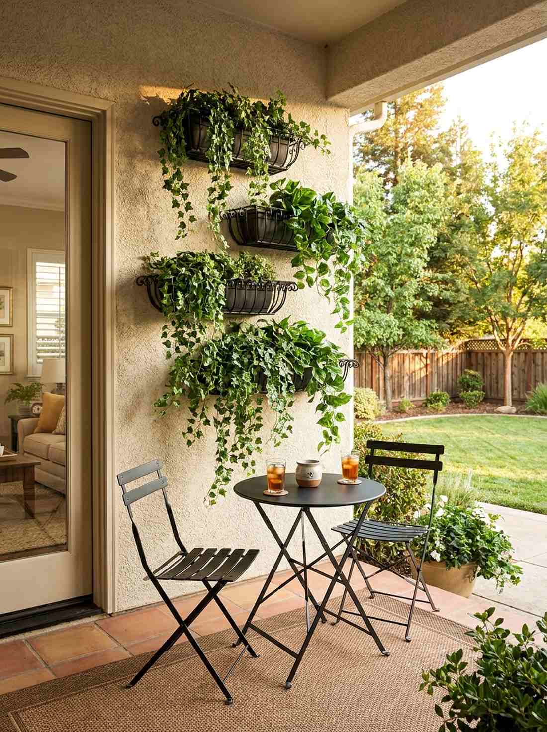 wall mounted planter with bistro set