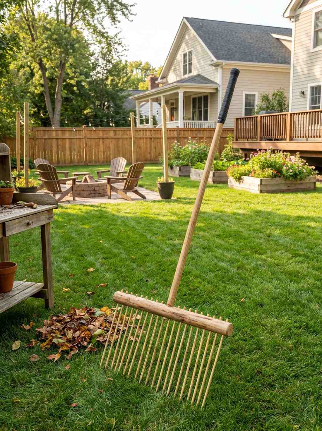 wooden dowel and skewer rake