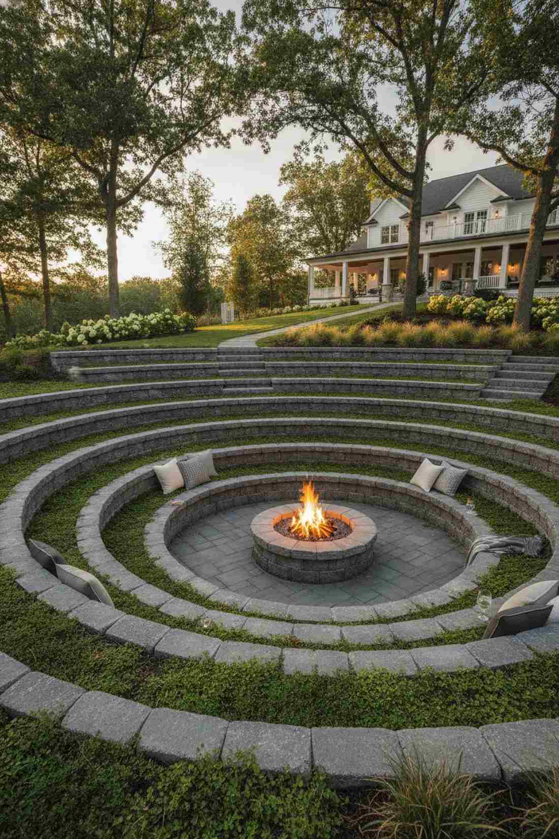amphitheater seating around fire