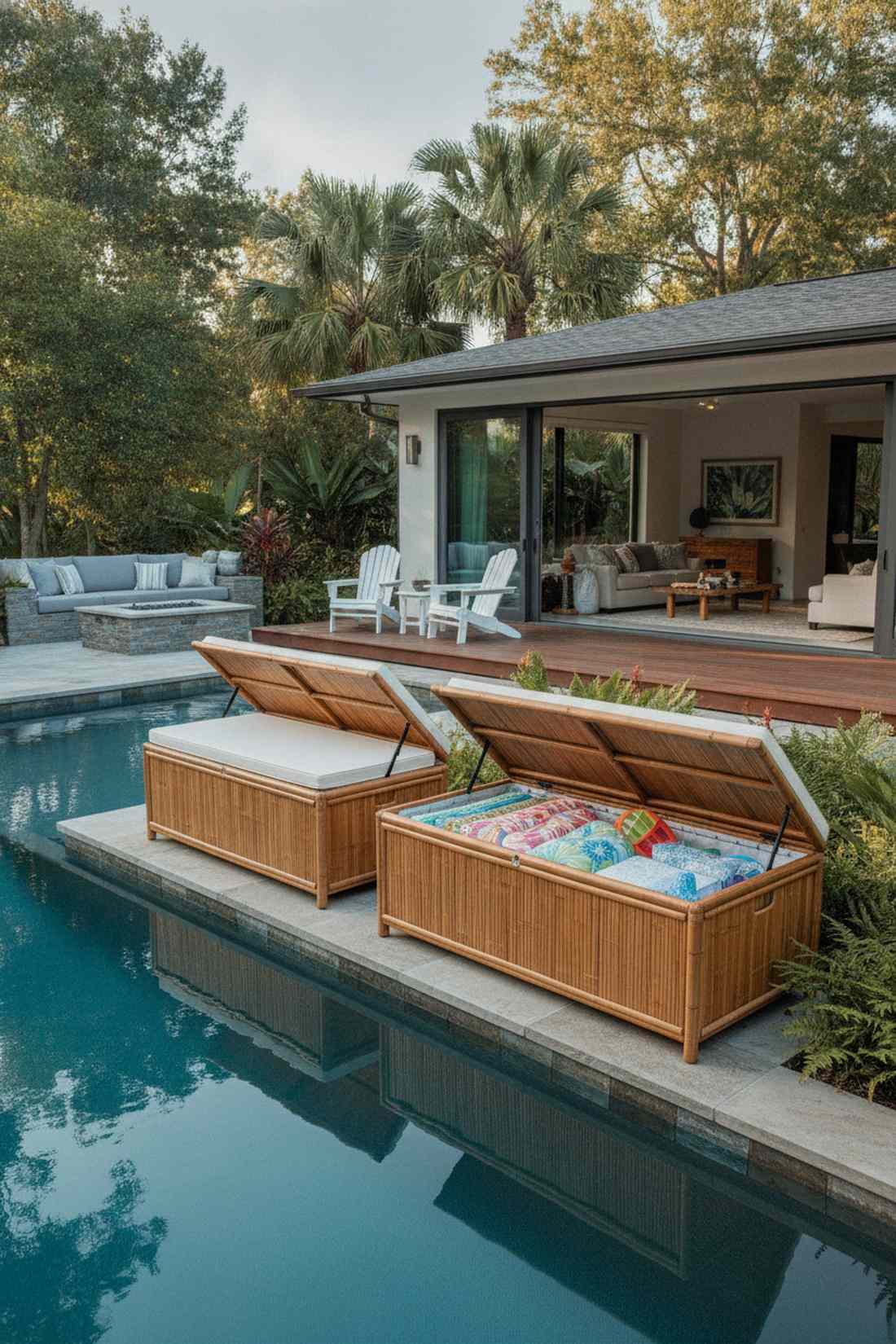 bamboo storage benches