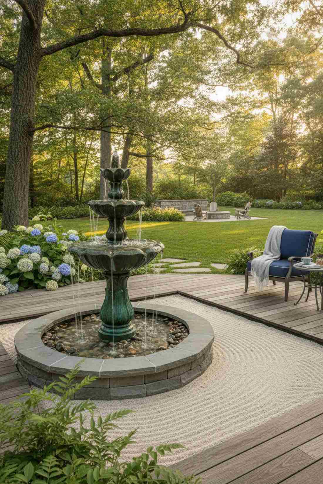 bronze lotus fountain garden