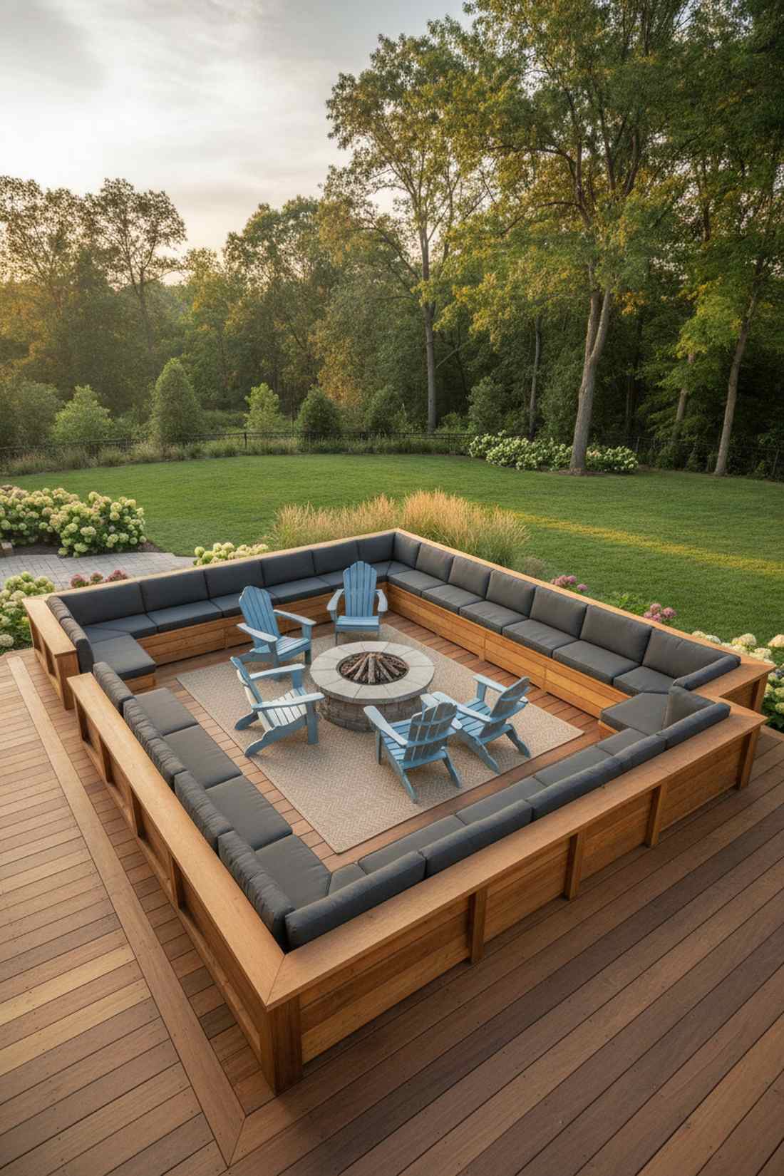 built in deck bench with backs