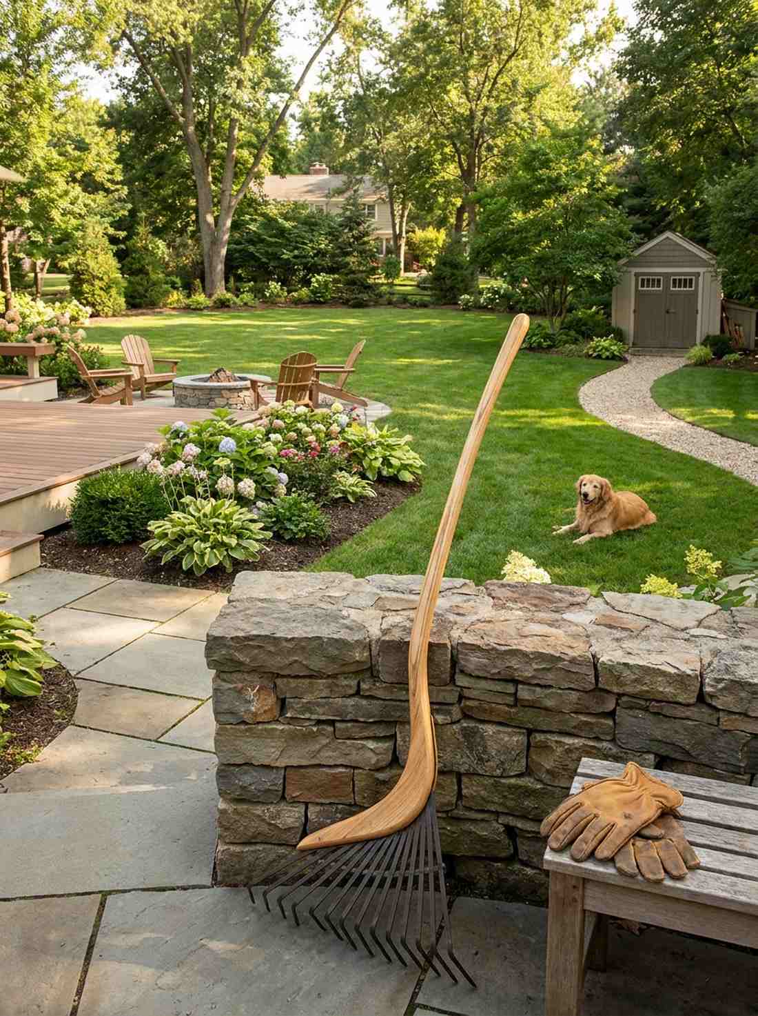 curved handle ergonomic rake