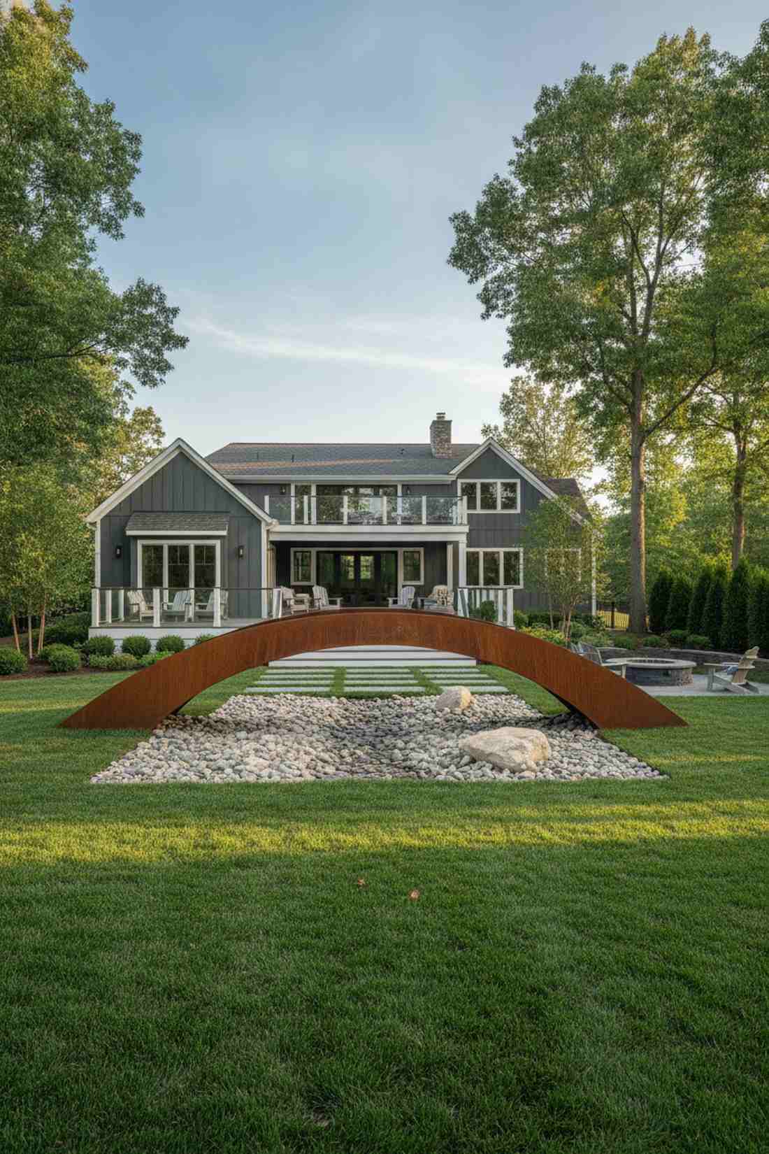 curved metal art bridge