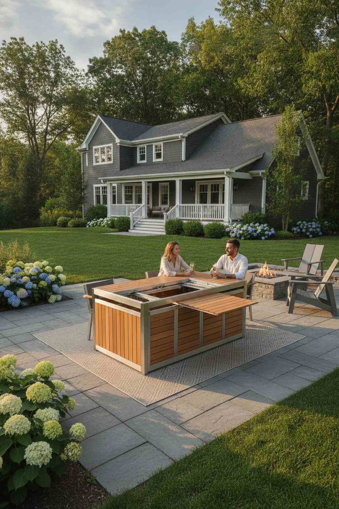 expandable dining table with built in chairs