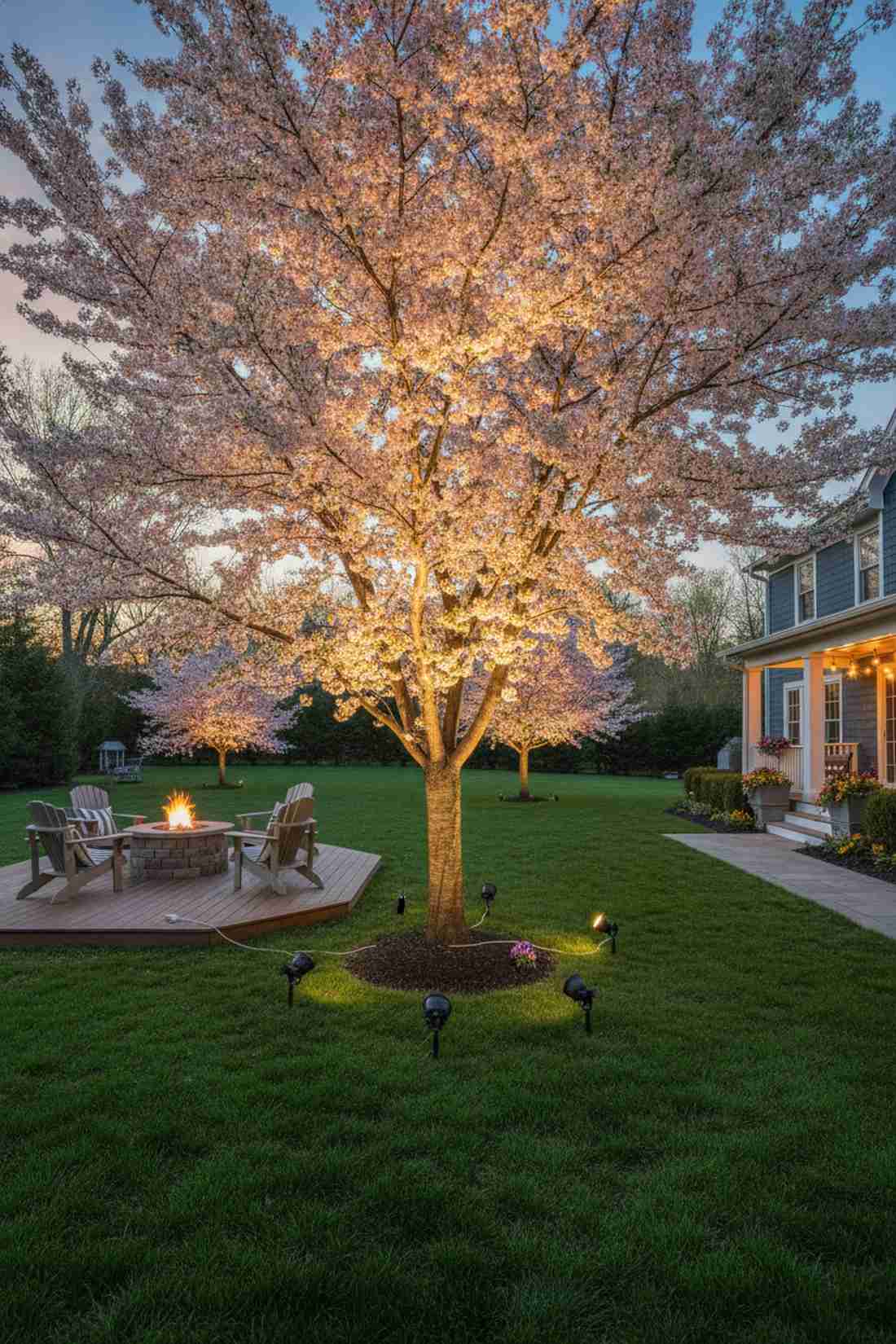 flowering tree spring spotlighting