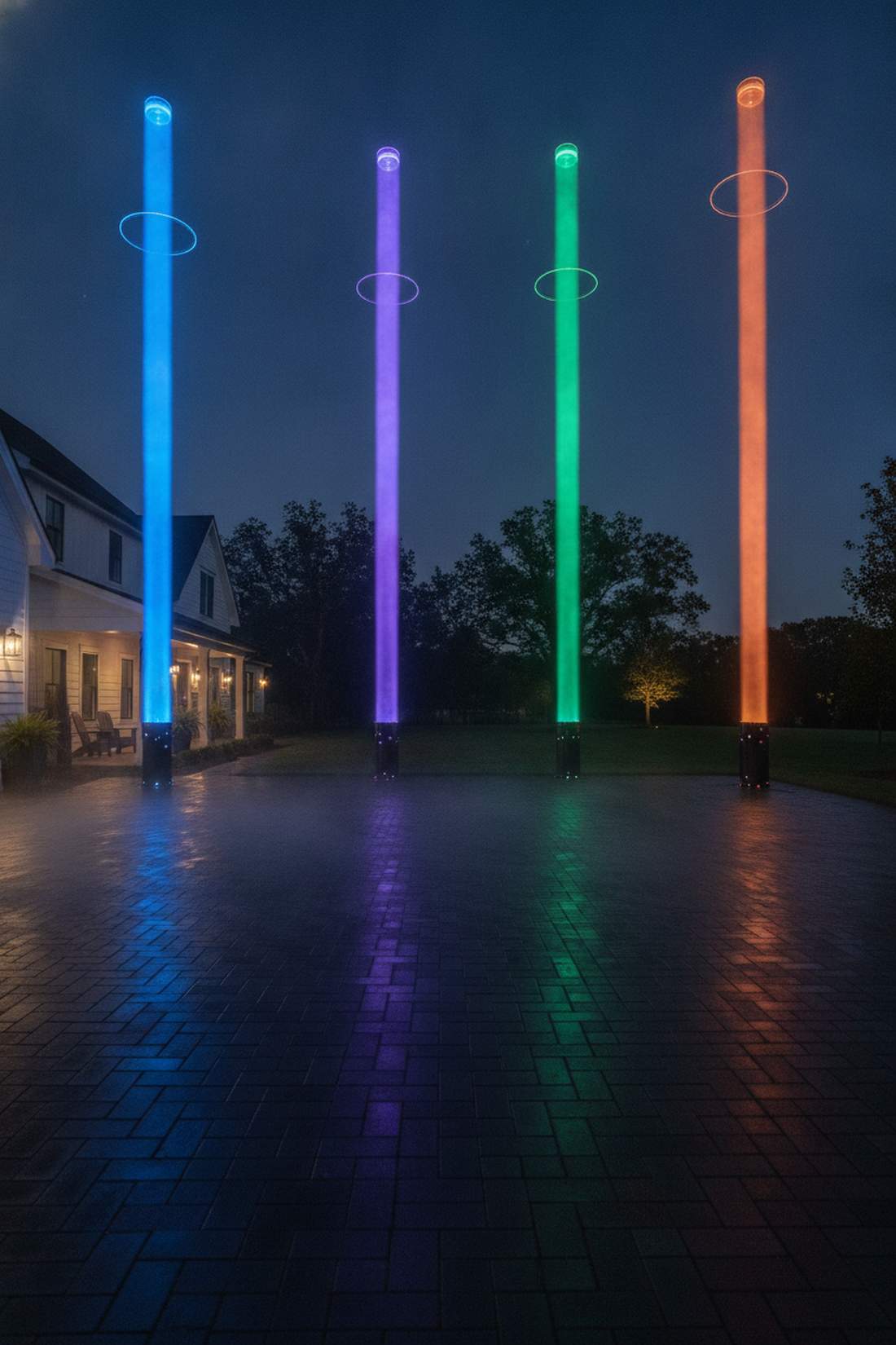 fog filled light columns