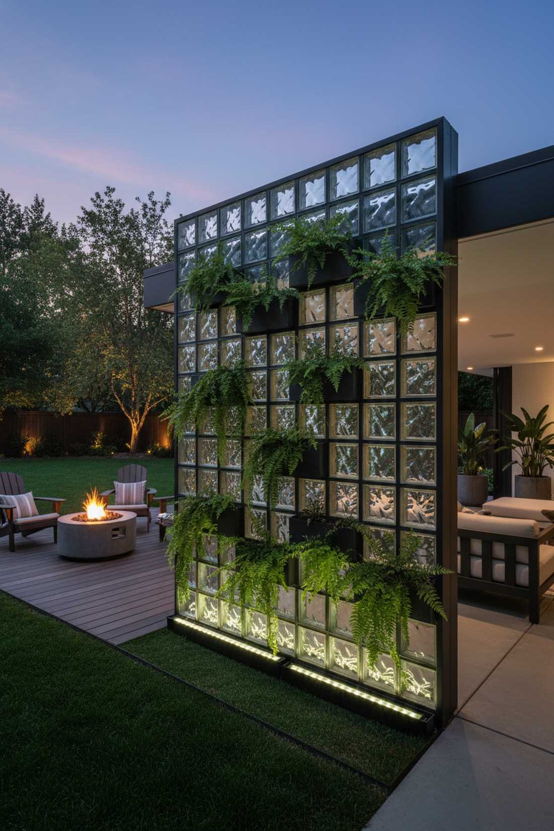 glass block and fern combinations