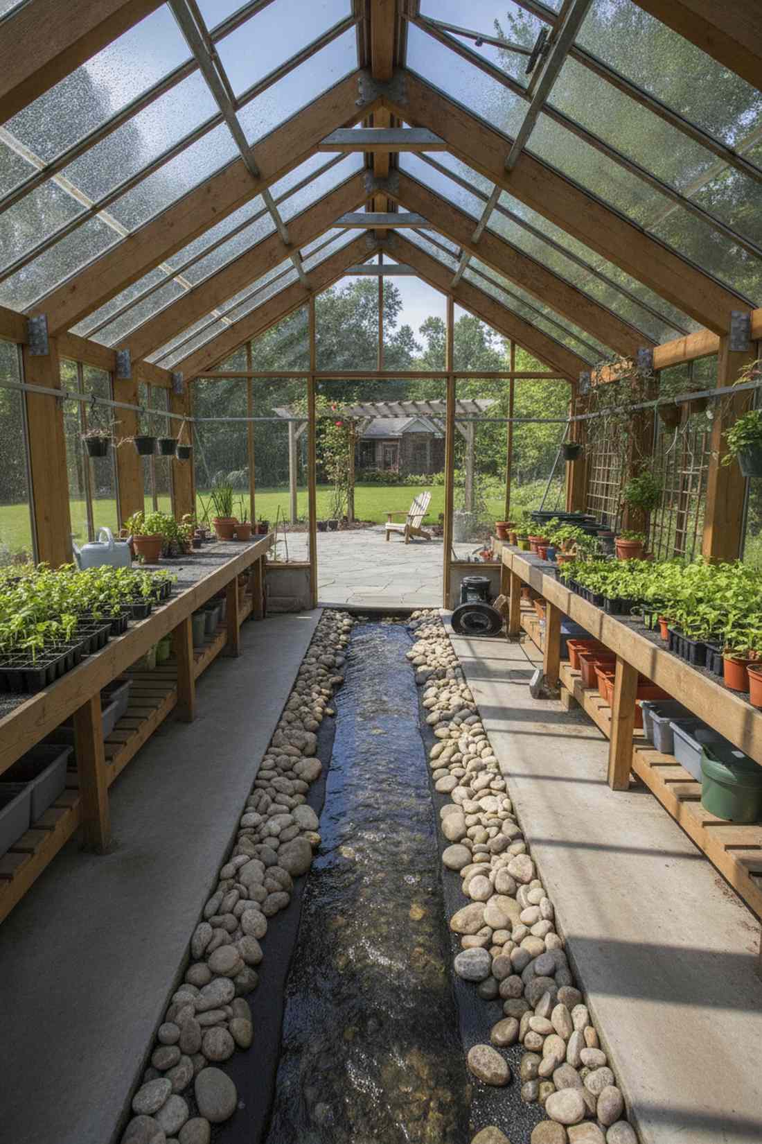 greenhouse floor stream feature