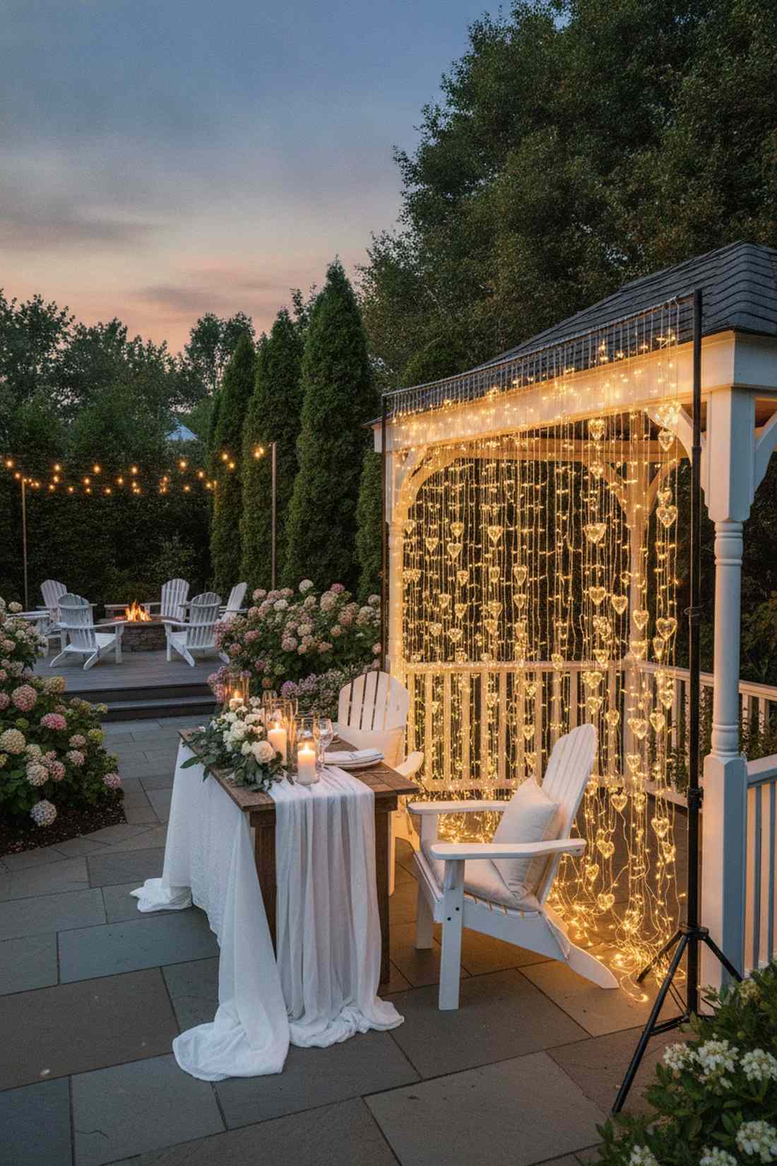 heart curtain backdrop installation