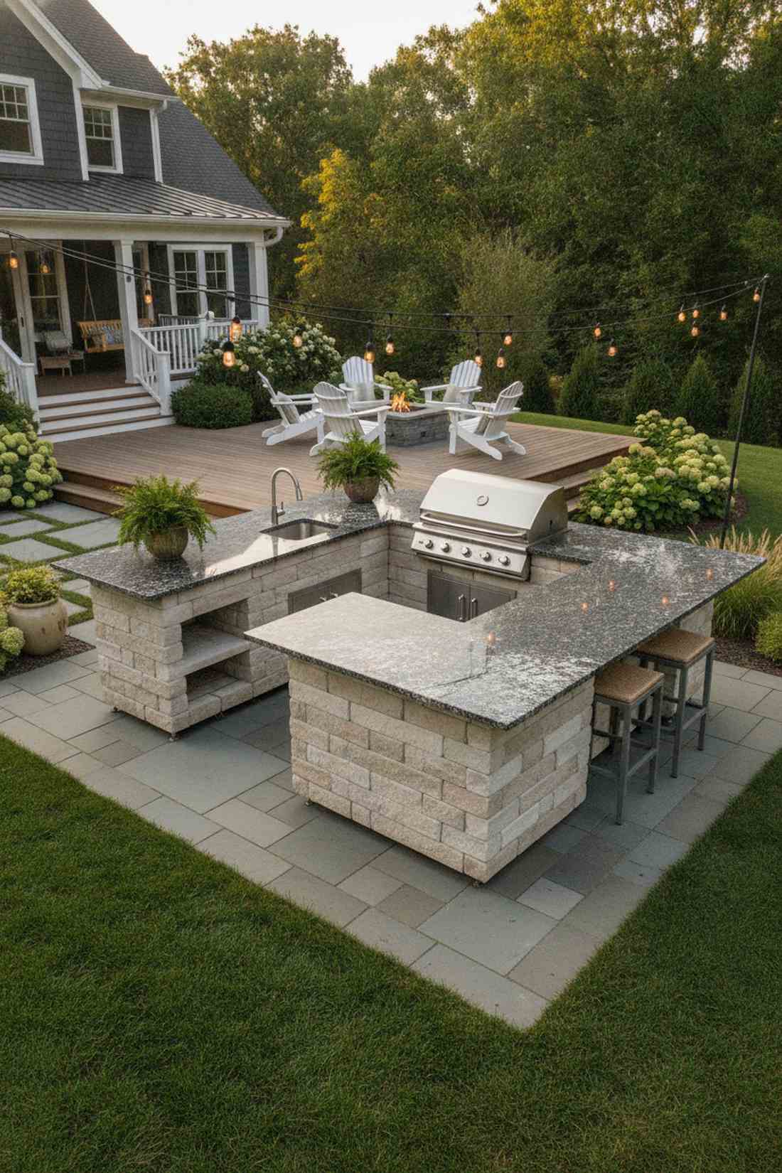 l shaped island outdoor patio grill