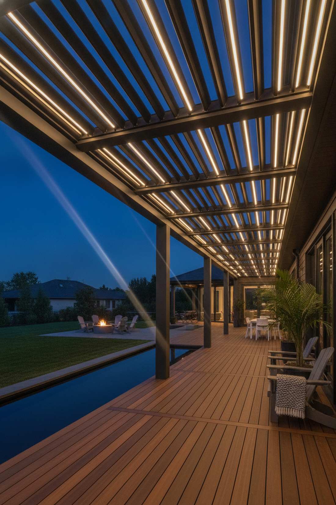 louvered roof blade lighting