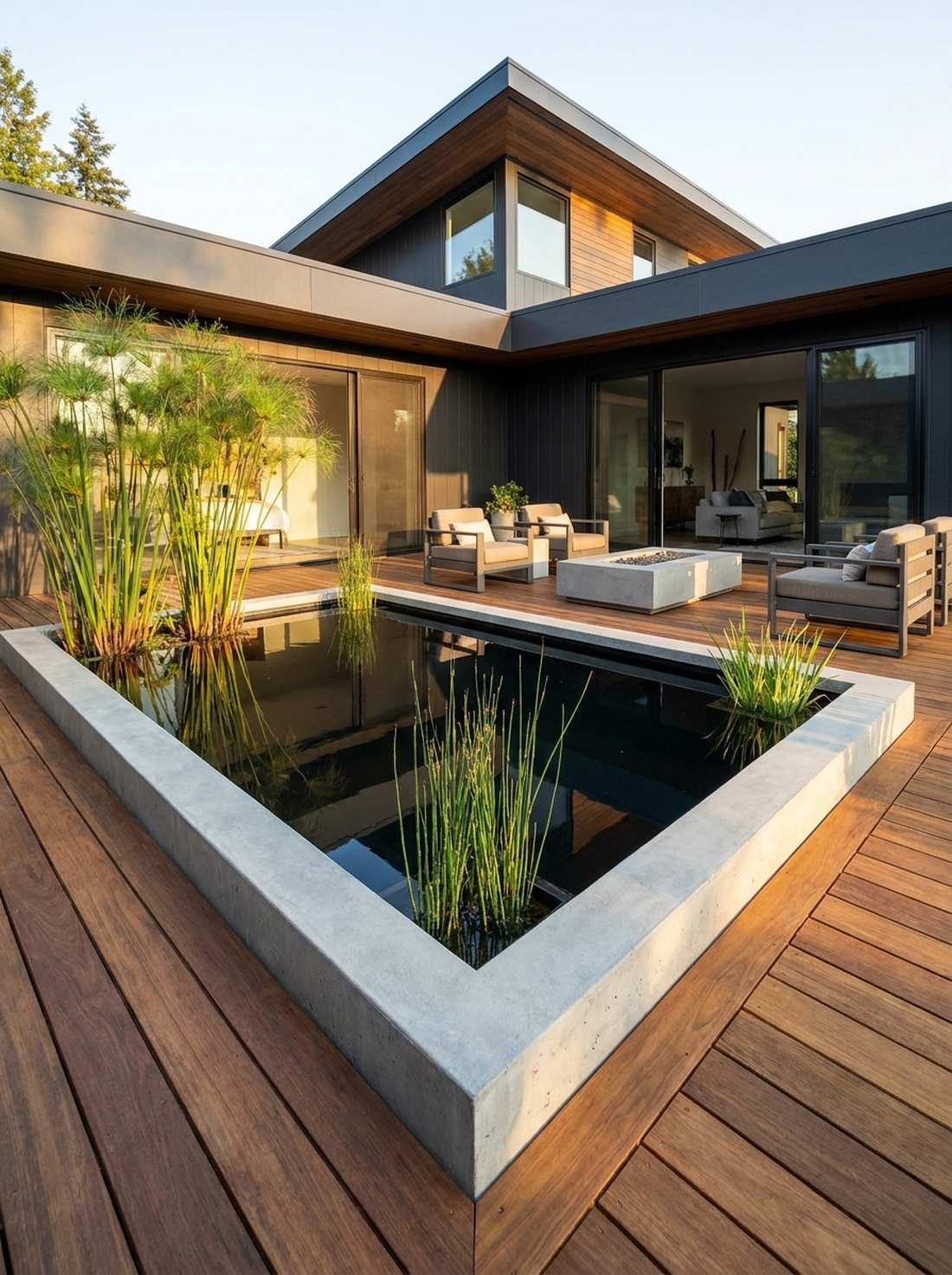 minimalist rectangular pond