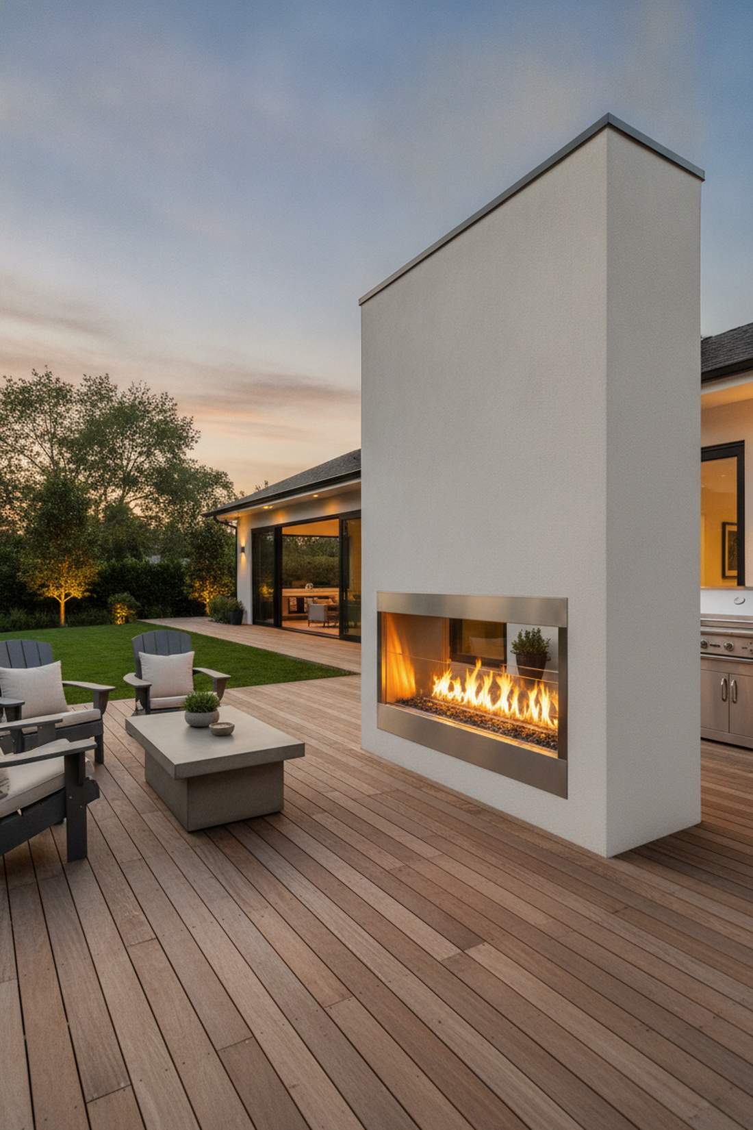 modern linear gas fireplace
