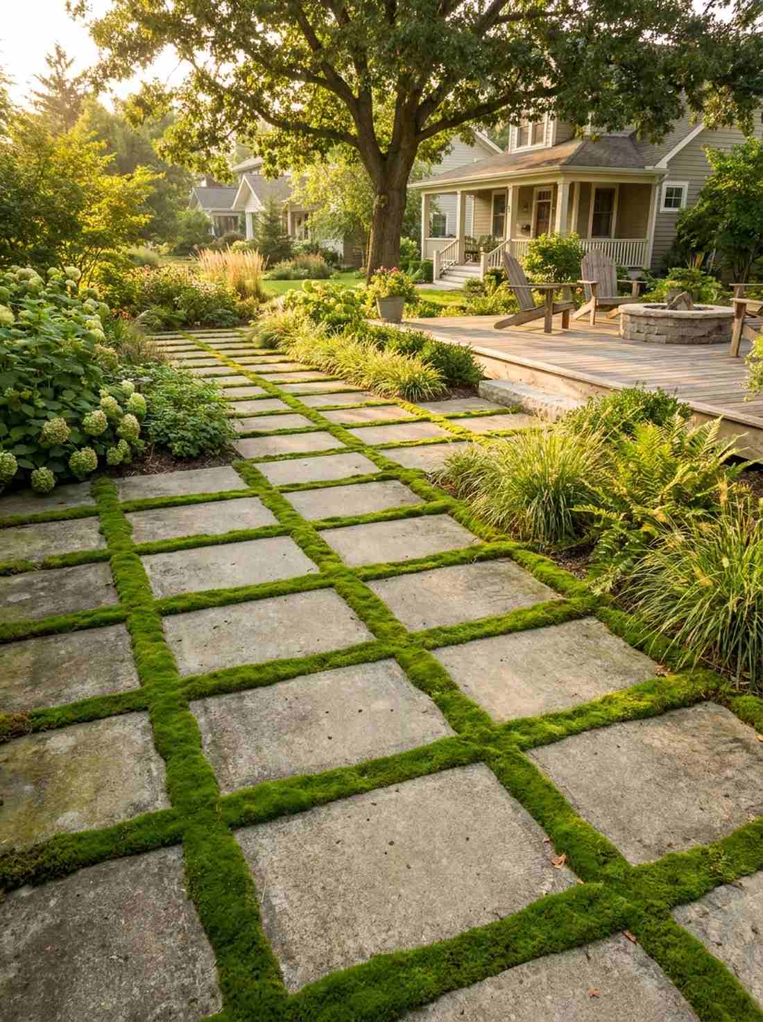 moss filled concrete joints