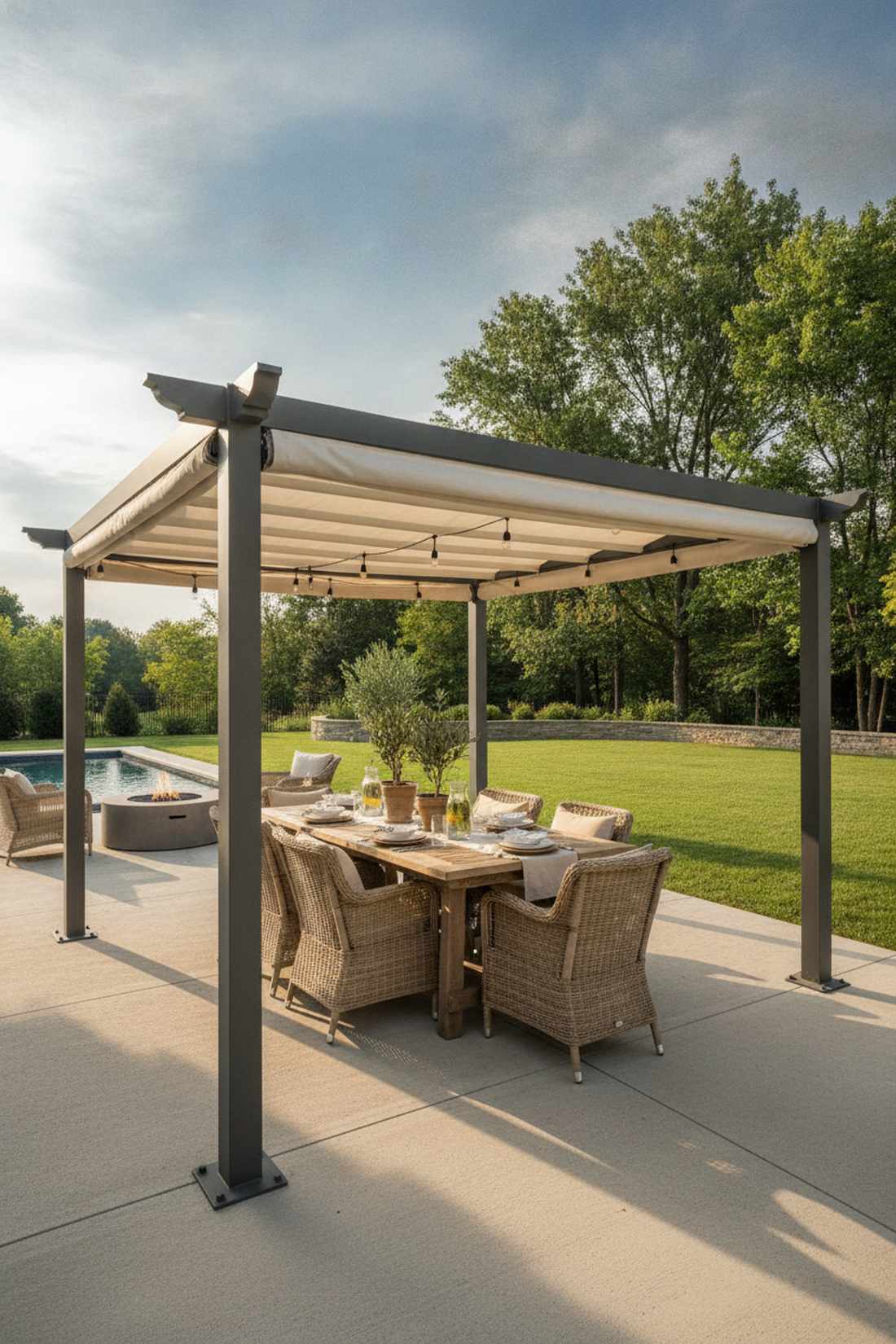 pergola covered dining terraces